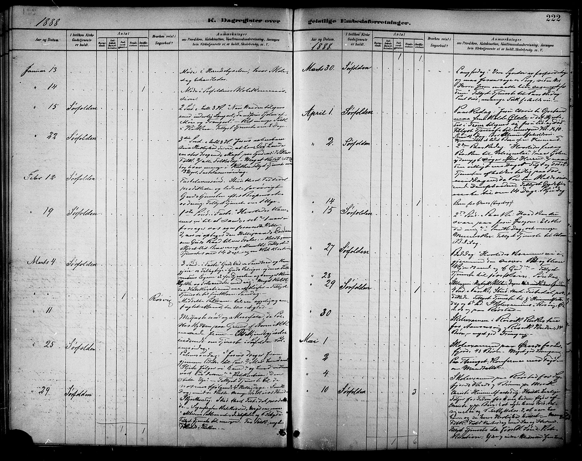 Ministerialprotokoller, klokkerbøker og fødselsregistre - Nordland, SAT/A-1459/854/L0777: Parish register (official) no. 854A01 /1, 1883-1891, p. 222