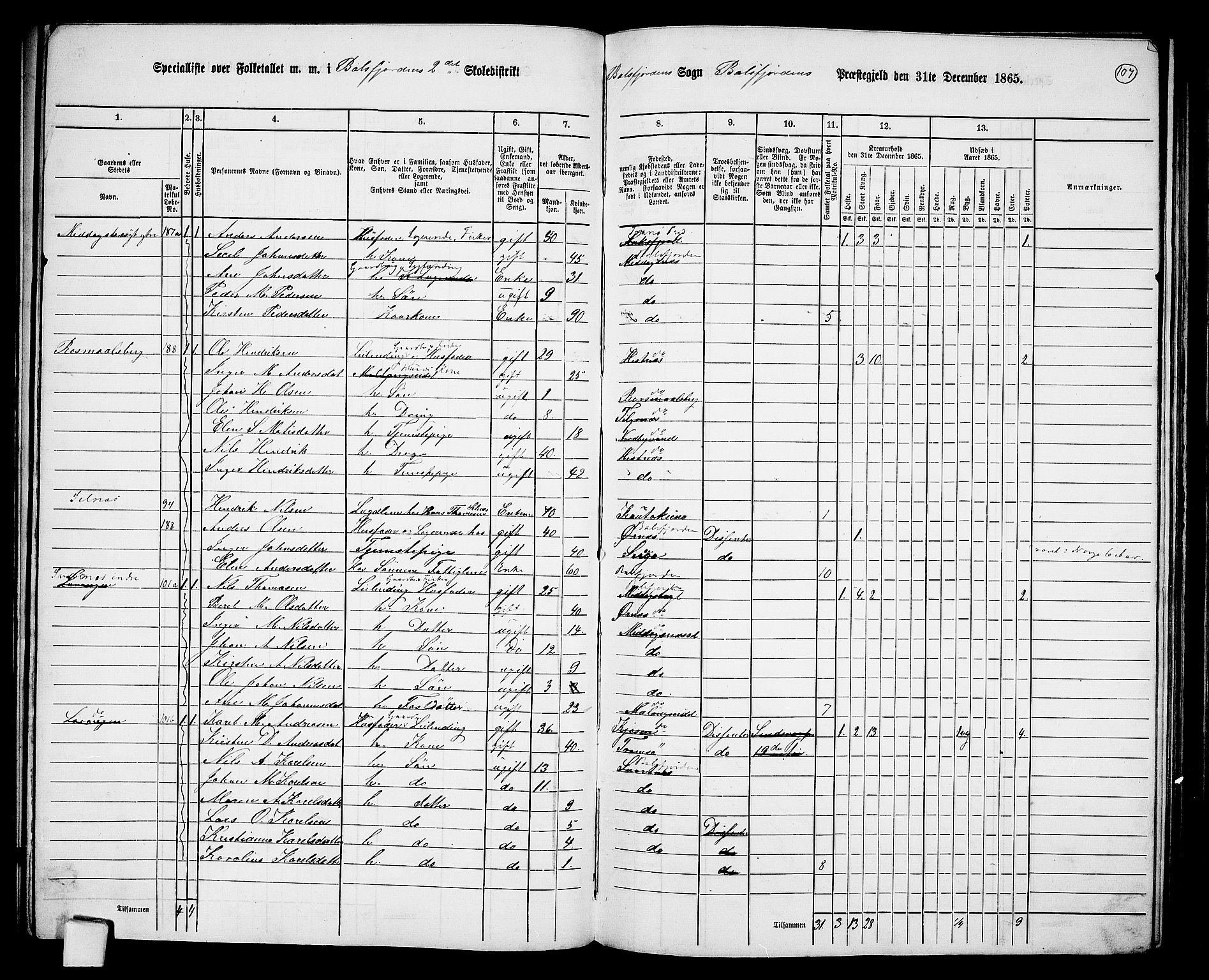 RA, 1865 census for Balsfjord, 1865, p. 46