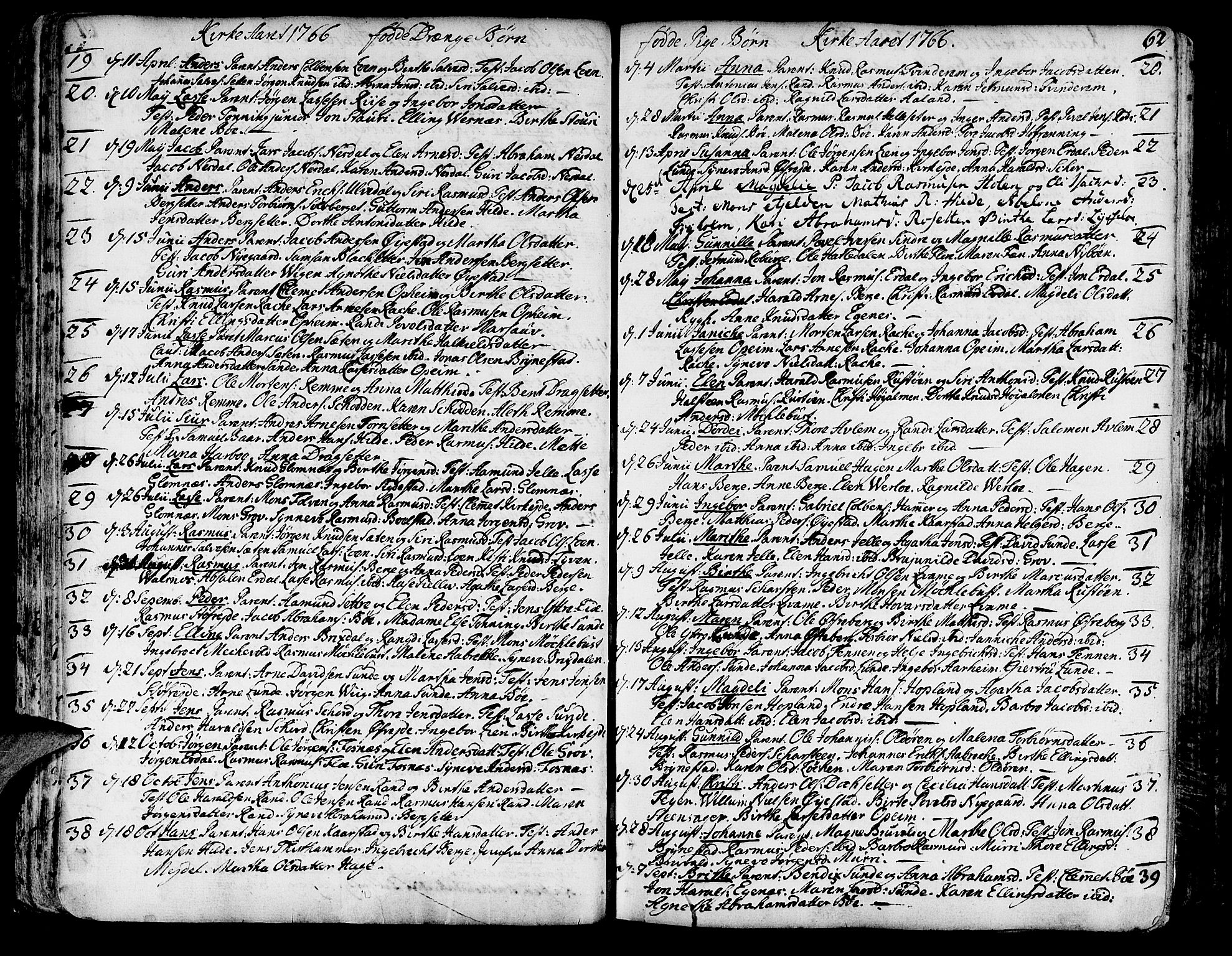 Innvik sokneprestembete, SAB/A-80501: Parish register (official) no. A 1, 1750-1816, p. 62