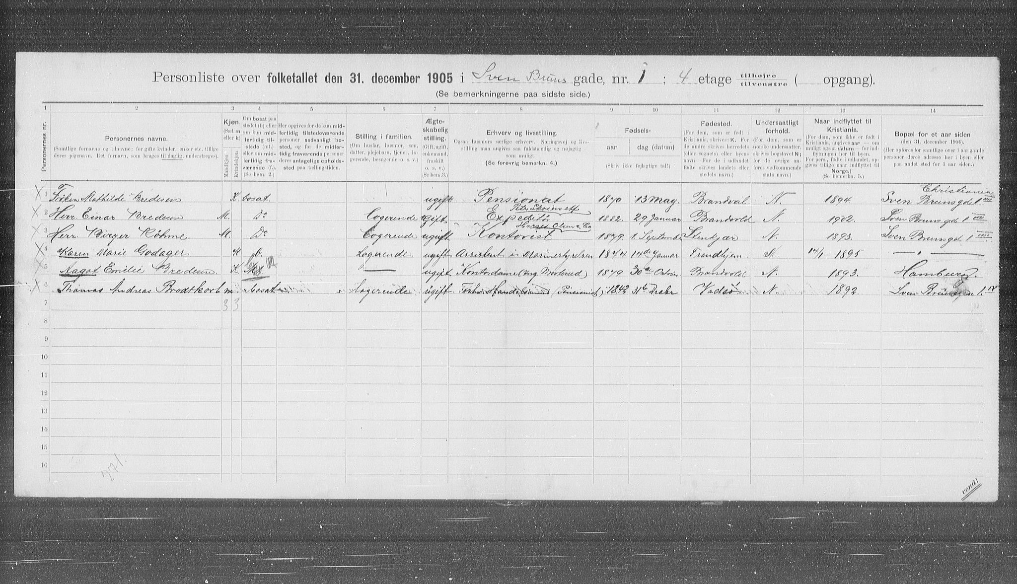 OBA, Municipal Census 1905 for Kristiania, 1905, p. 54784