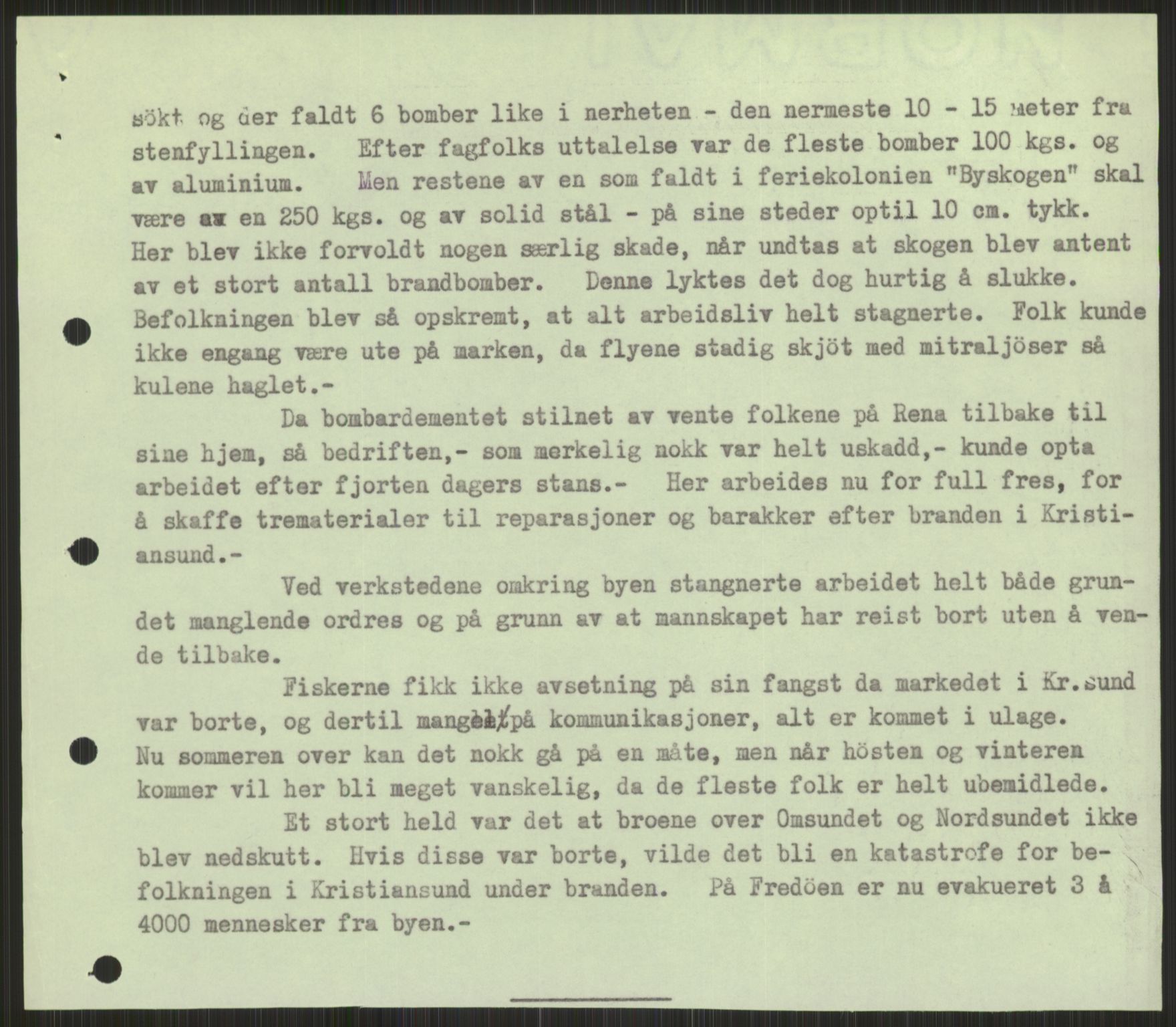 Forsvaret, Forsvarets krigshistoriske avdeling, AV/RA-RAFA-2017/Y/Ya/L0015: II-C-11-31 - Fylkesmenn.  Rapporter om krigsbegivenhetene 1940., 1940, p. 693