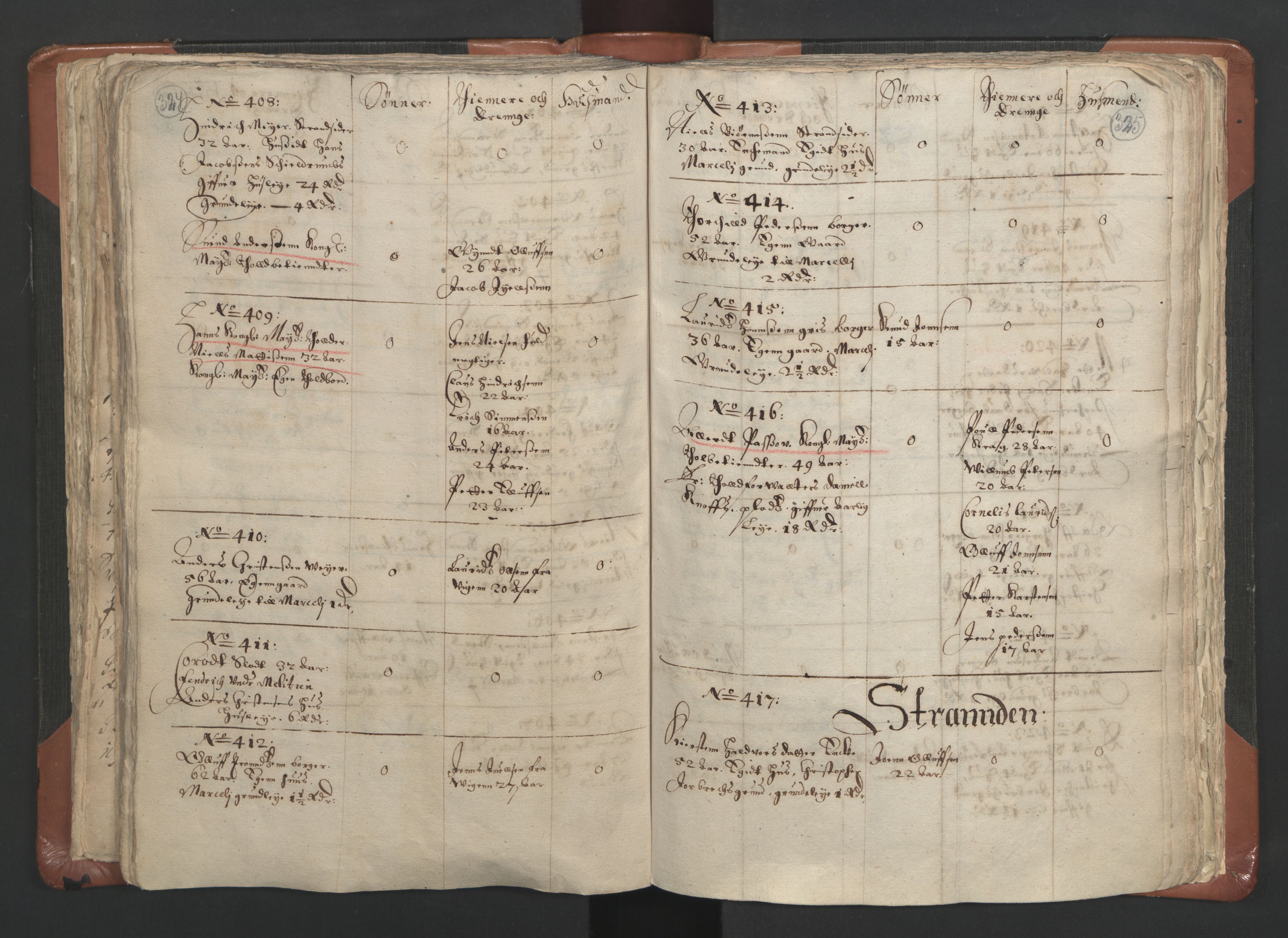 RA, Vicar's Census 1664-1666, no. 9: Bragernes deanery, 1664-1666, p. 324-325