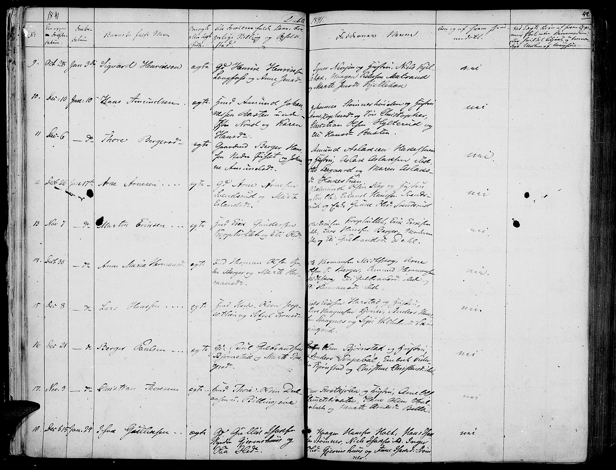 Vinger prestekontor, AV/SAH-PREST-024/H/Ha/Haa/L0008: Parish register (official) no. 8, 1839-1847, p. 42