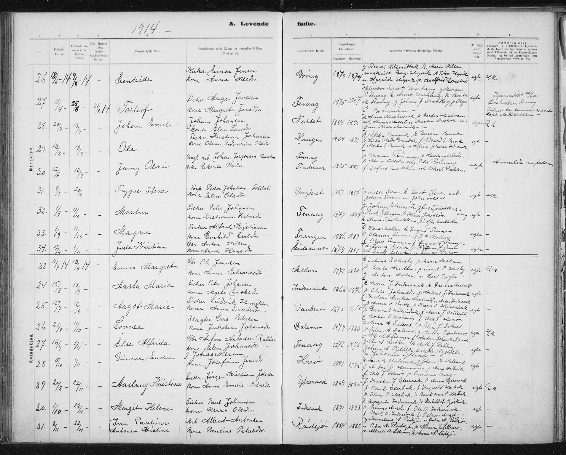 Ministerialprotokoller, klokkerbøker og fødselsregistre - Sør-Trøndelag, SAT/A-1456/653/L0660: Parish register (copy) no. 653C04, 1894-1919