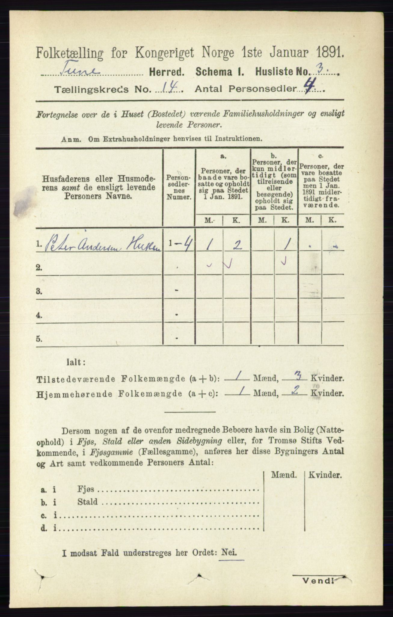 RA, 1891 census for 0130 Tune, 1891, p. 7889