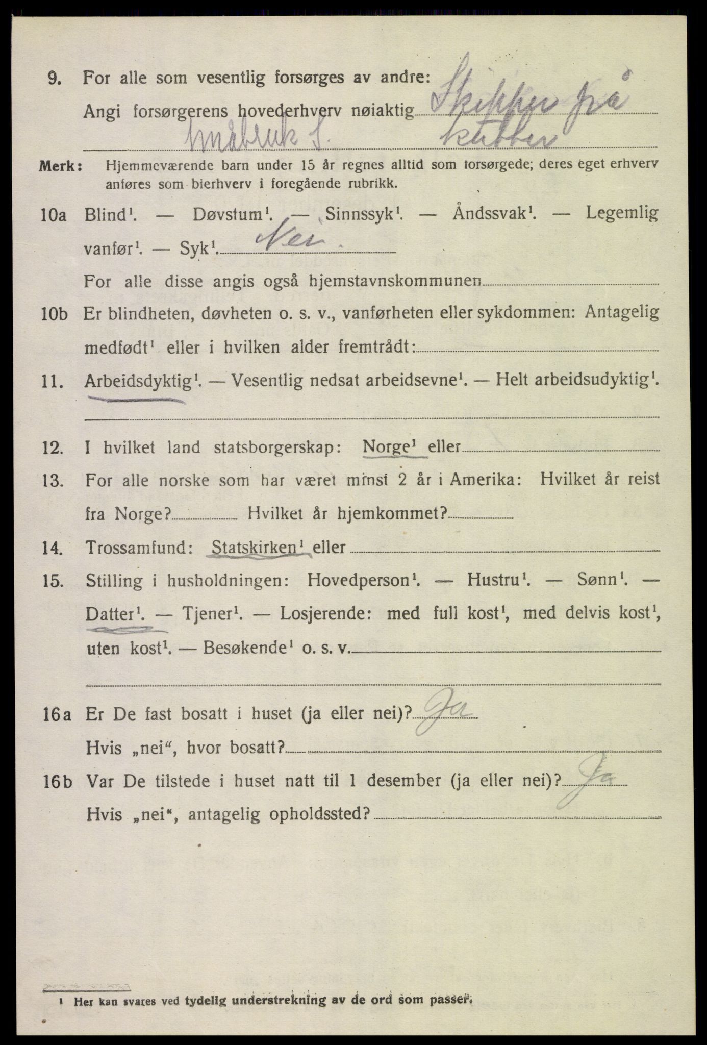 SAK, 1920 census for Austad, 1920, p. 1026