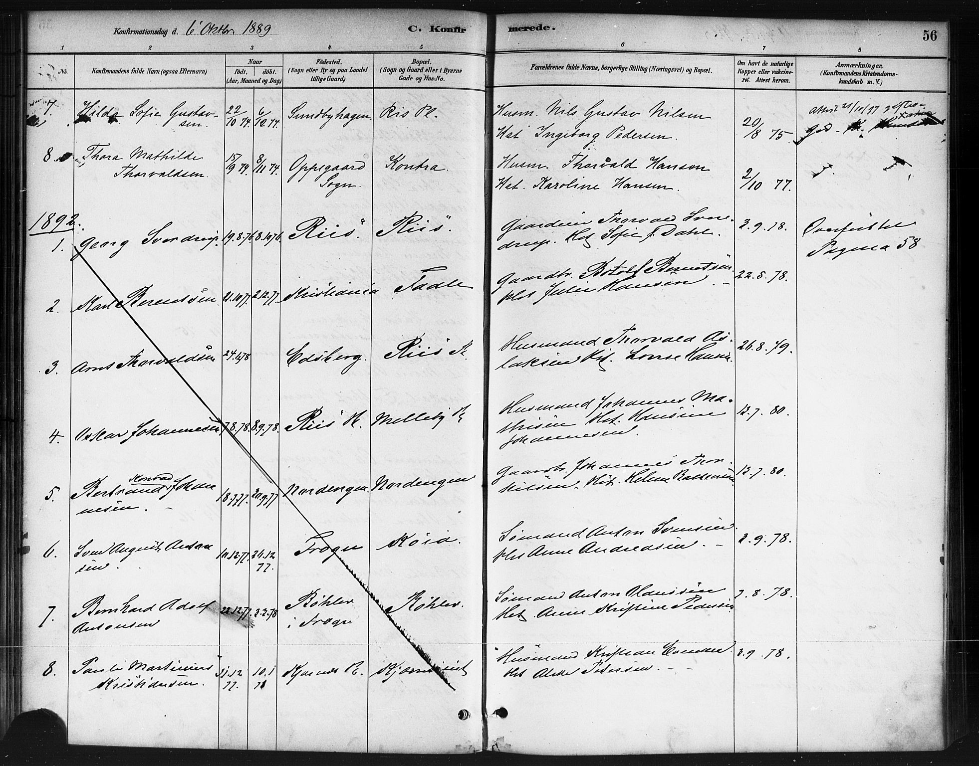 Ås prestekontor Kirkebøker, AV/SAO-A-10894/F/Fb/L0001: Parish register (official) no. II 1, 1881-1895, p. 56