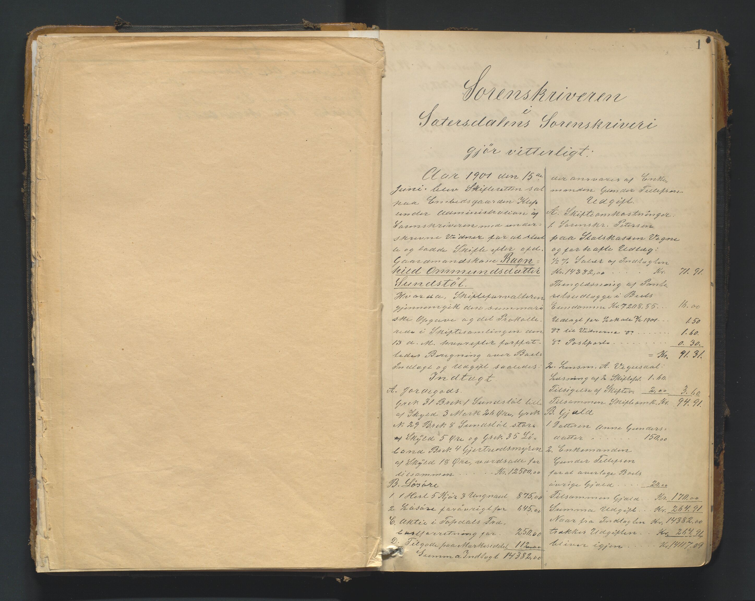 Setesdal sorenskriveri, SAK/1221-0011/H/Hc/L0049: Skifteutlodningsprotokoll nr 3, 1901-1914, p. 1