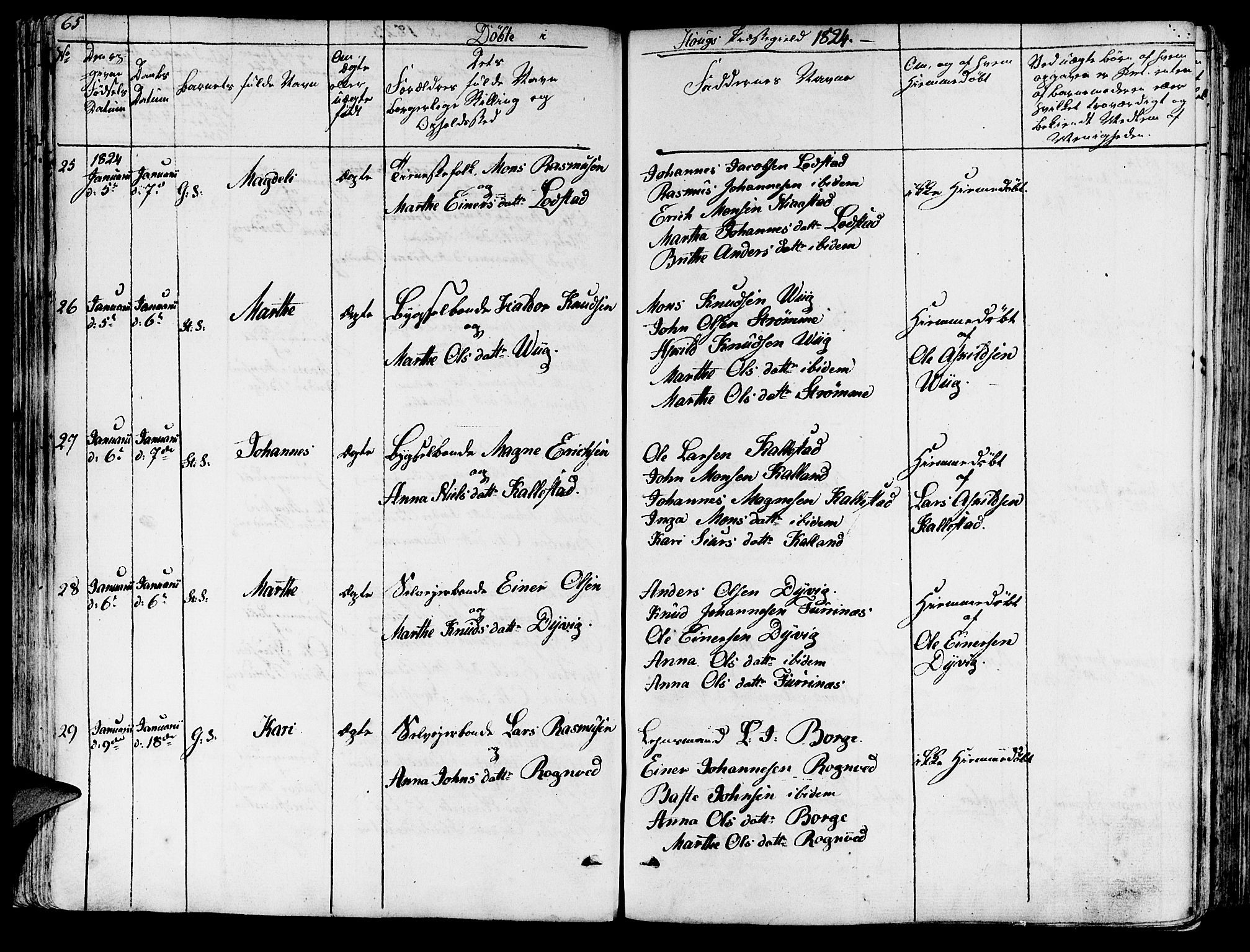 Haus sokneprestembete, AV/SAB-A-75601/H/Haa: Parish register (official) no. A 13, 1821-1827, p. 65