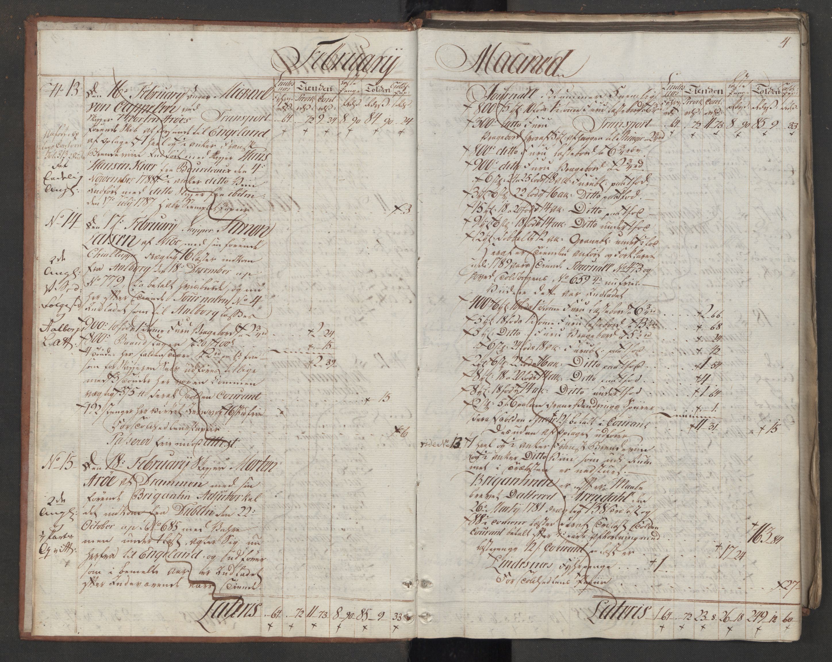 Generaltollkammeret, tollregnskaper, RA/EA-5490/R08/L0159/0001: Tollregnskaper Drammen / Utgående tollbok, 1790, p. 3b-4a
