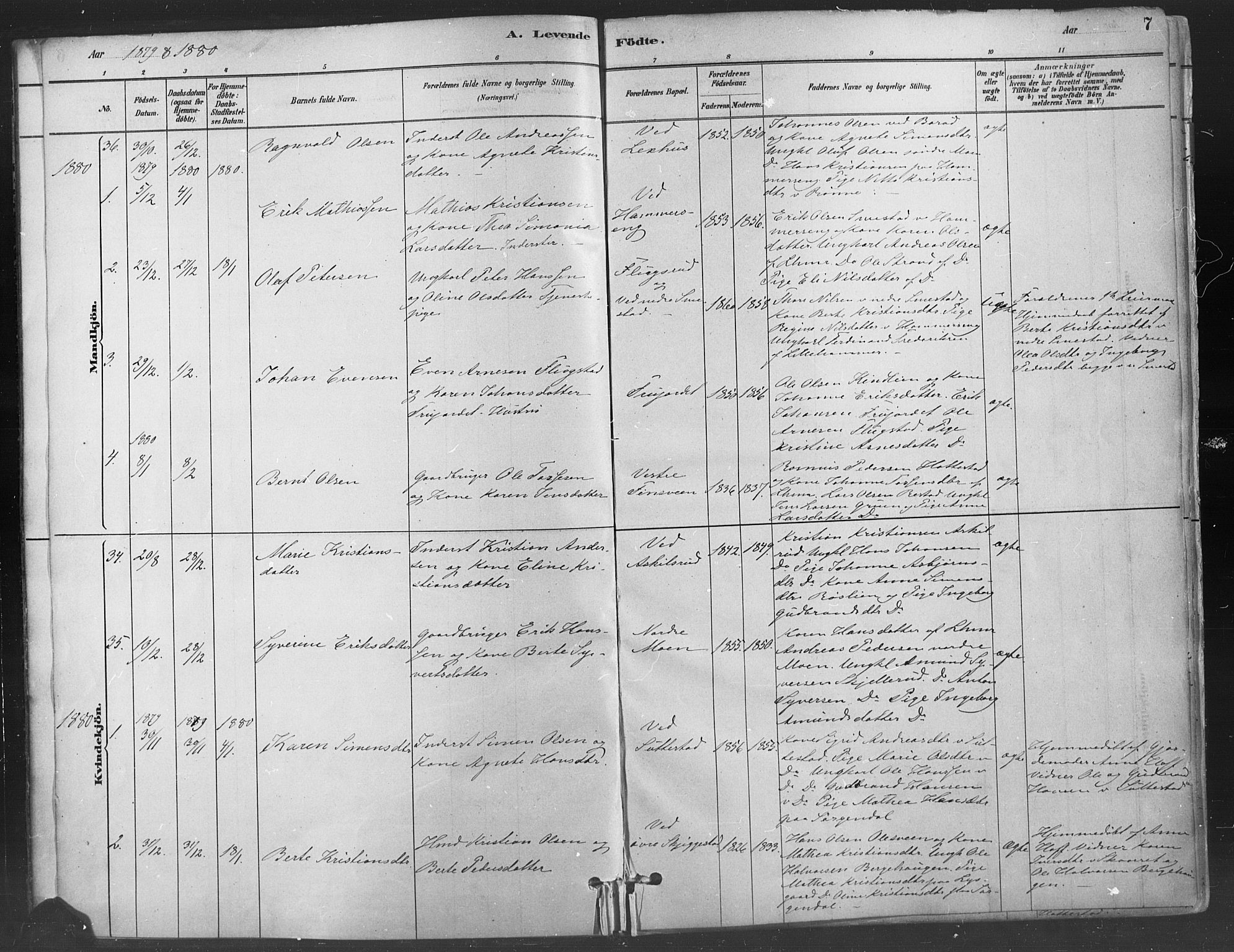 Fåberg prestekontor, SAH/PREST-086/H/Ha/Haa/L0009: Parish register (official) no. 9, 1879-1898, p. 7