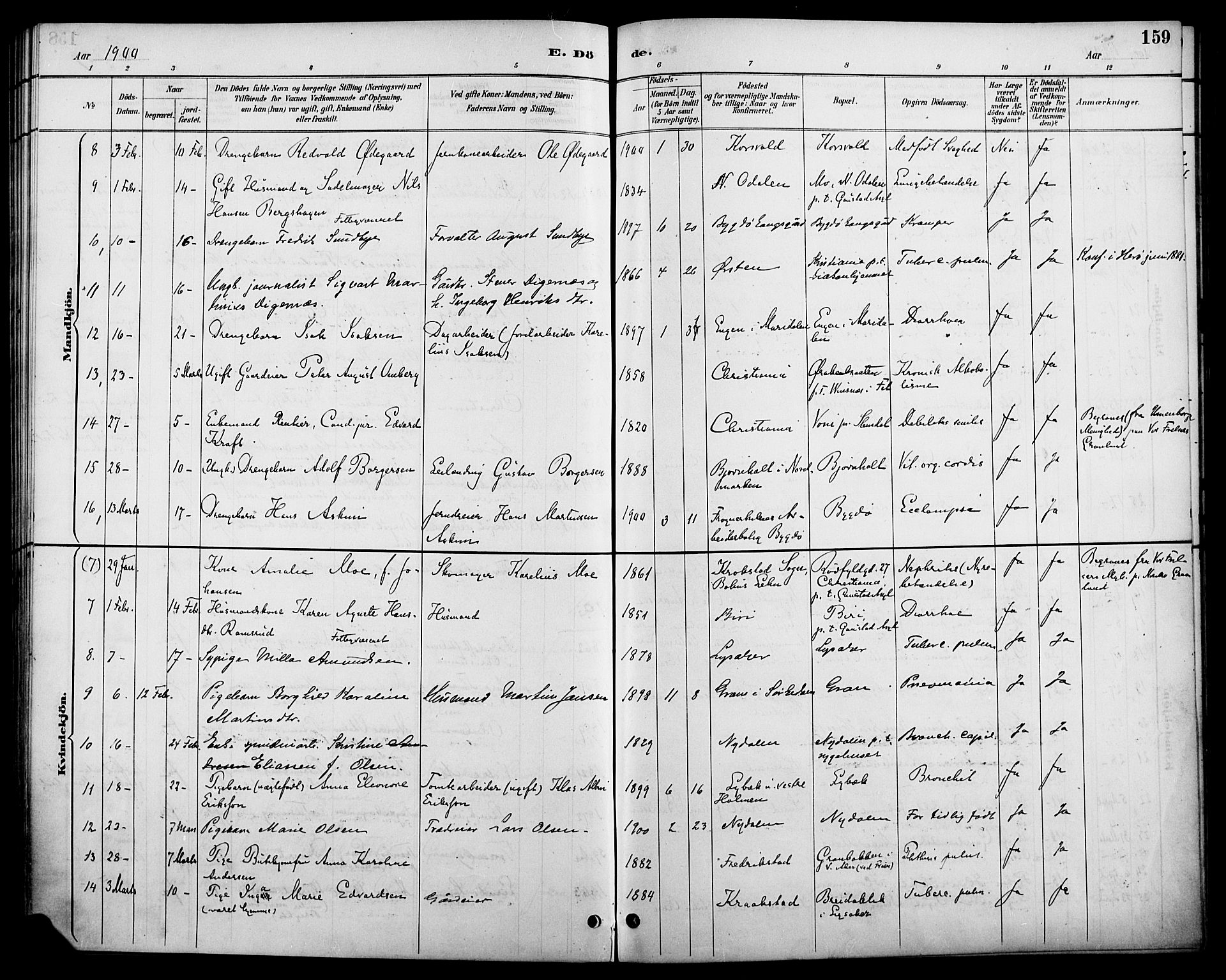 Vestre Aker prestekontor Kirkebøker, AV/SAO-A-10025/F/Fa/L0011: Parish register (official) no. 11, 1886-1904, p. 159