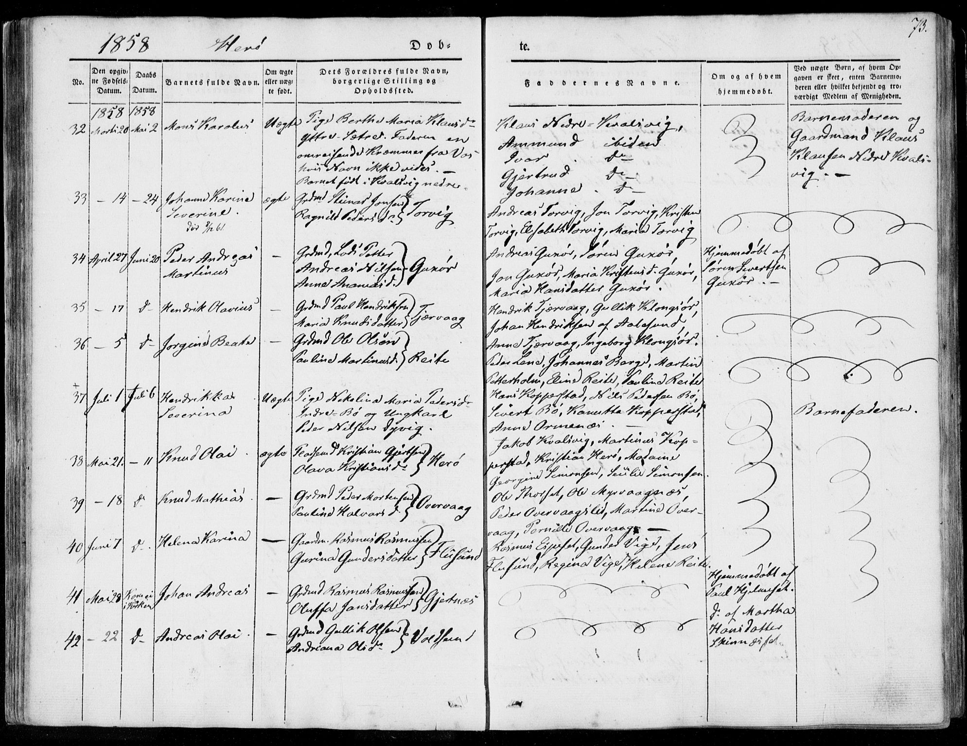 Ministerialprotokoller, klokkerbøker og fødselsregistre - Møre og Romsdal, AV/SAT-A-1454/507/L0070: Parish register (official) no. 507A05, 1842-1873, p. 73