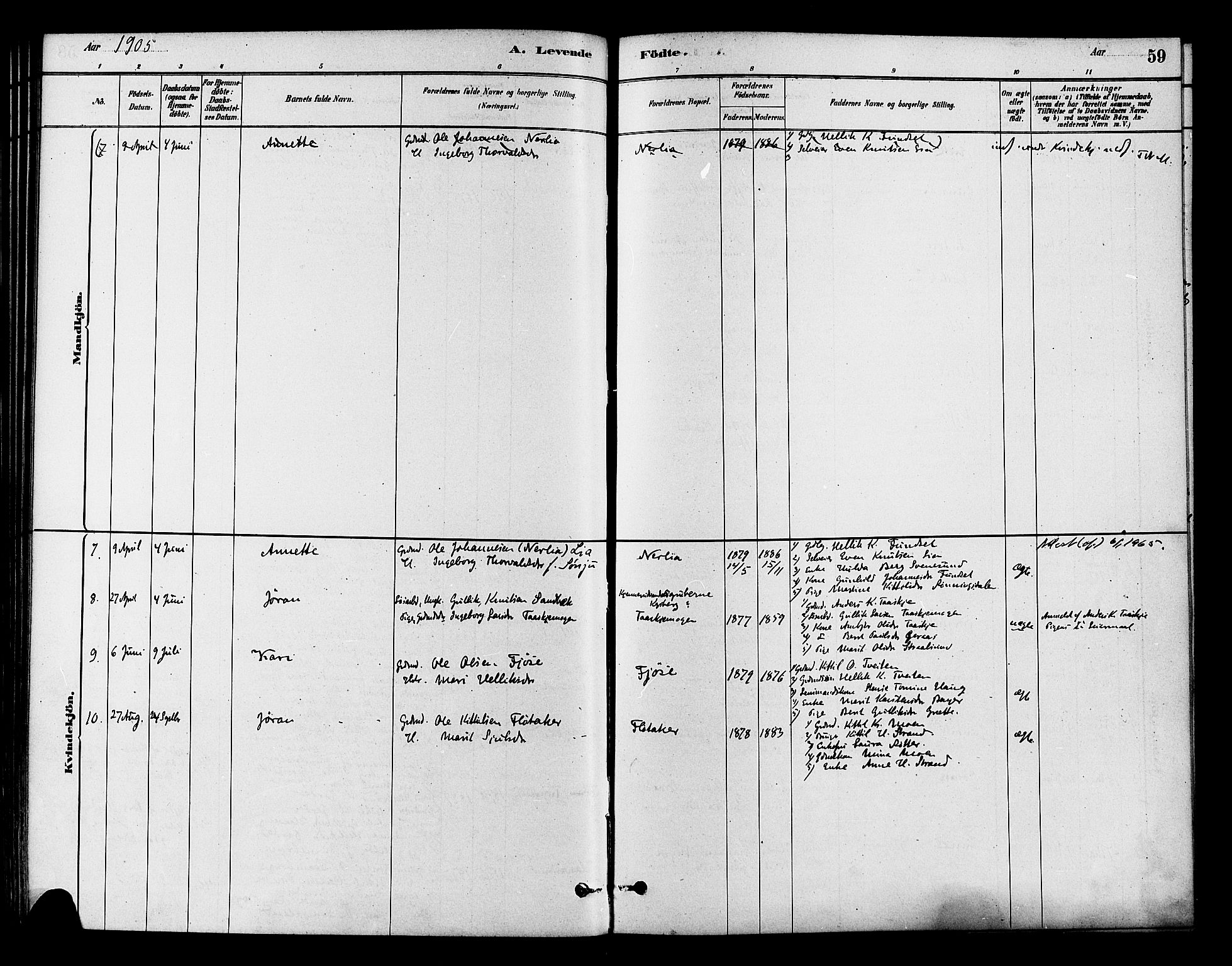 Flesberg kirkebøker, AV/SAKO-A-18/F/Fb/L0001: Parish register (official) no. II 1, 1879-1907, p. 59