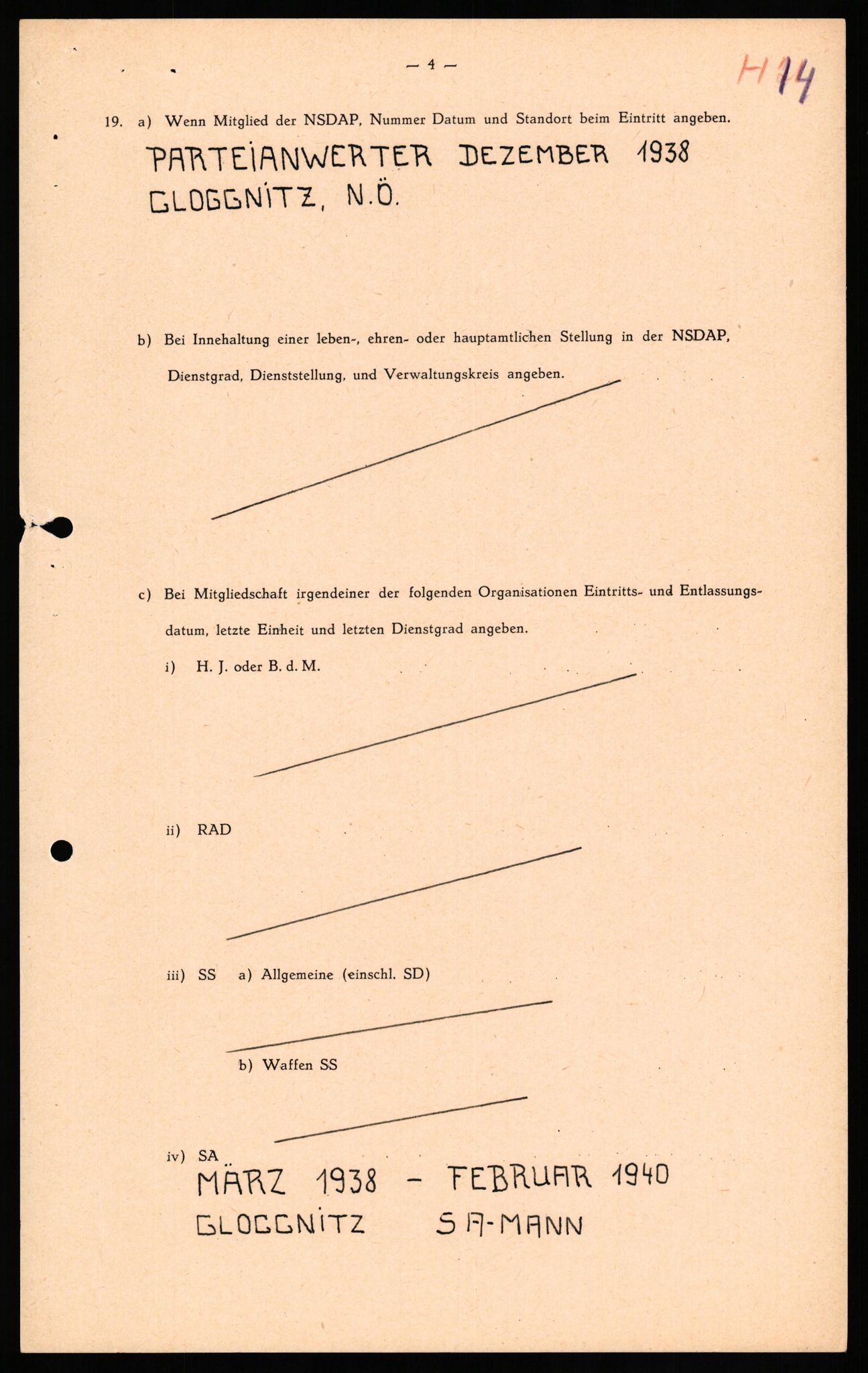 Forsvaret, Forsvarets overkommando II, RA/RAFA-3915/D/Db/L0038: CI Questionaires. Tyske okkupasjonsstyrker i Norge. Østerrikere., 1945-1946, p. 443