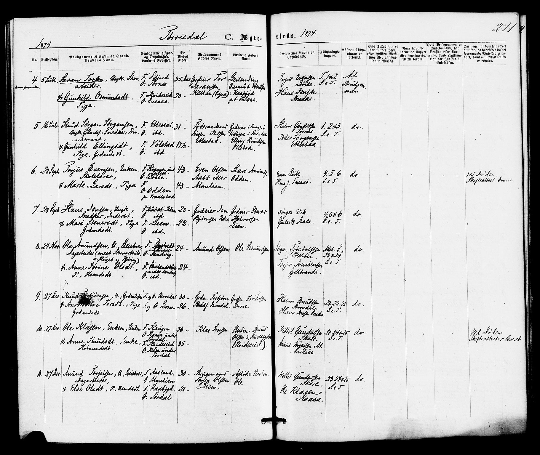 Drangedal kirkebøker, SAKO/A-258/F/Fa/L0009: Parish register (official) no. 9 /2, 1872-1884, p. 271