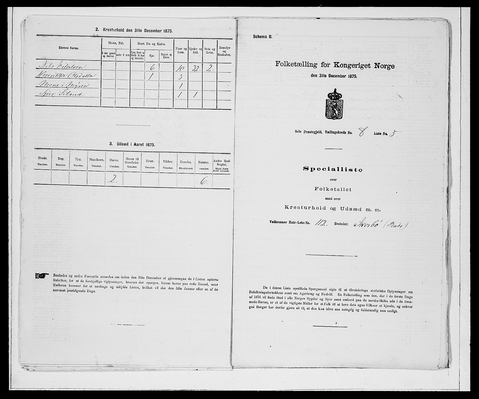 SAB, 1875 Census for 1441P Selje, 1875, p. 946