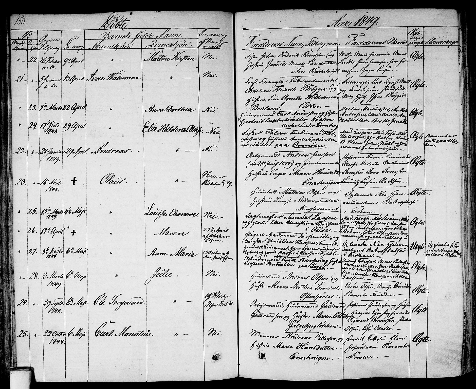 Gamlebyen prestekontor Kirkebøker, SAO/A-10884/F/Fa/L0003: Parish register (official) no. 3, 1829-1849, p. 150