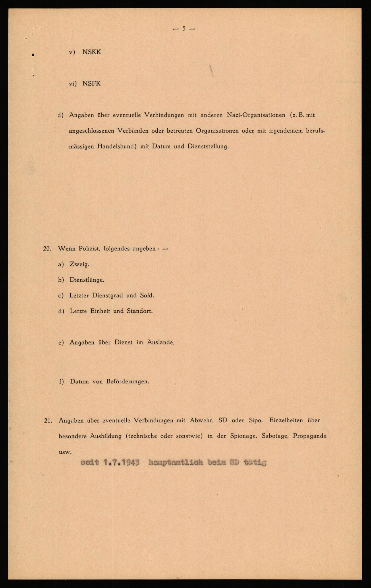 Forsvaret, Forsvarets overkommando II, AV/RA-RAFA-3915/D/Db/L0036: CI Questionaires. Tyske okkupasjonsstyrker i Norge. Tyskere., 1945-1946, p. 165