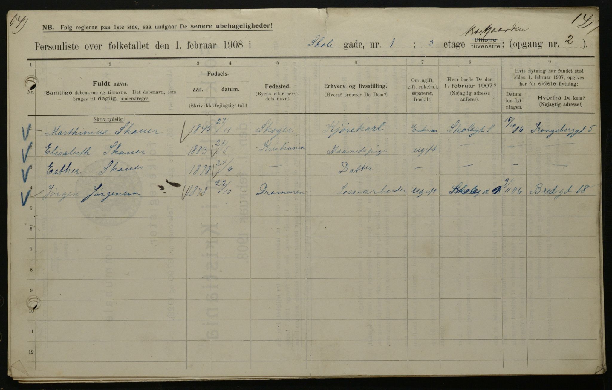 OBA, Municipal Census 1908 for Kristiania, 1908, p. 86548