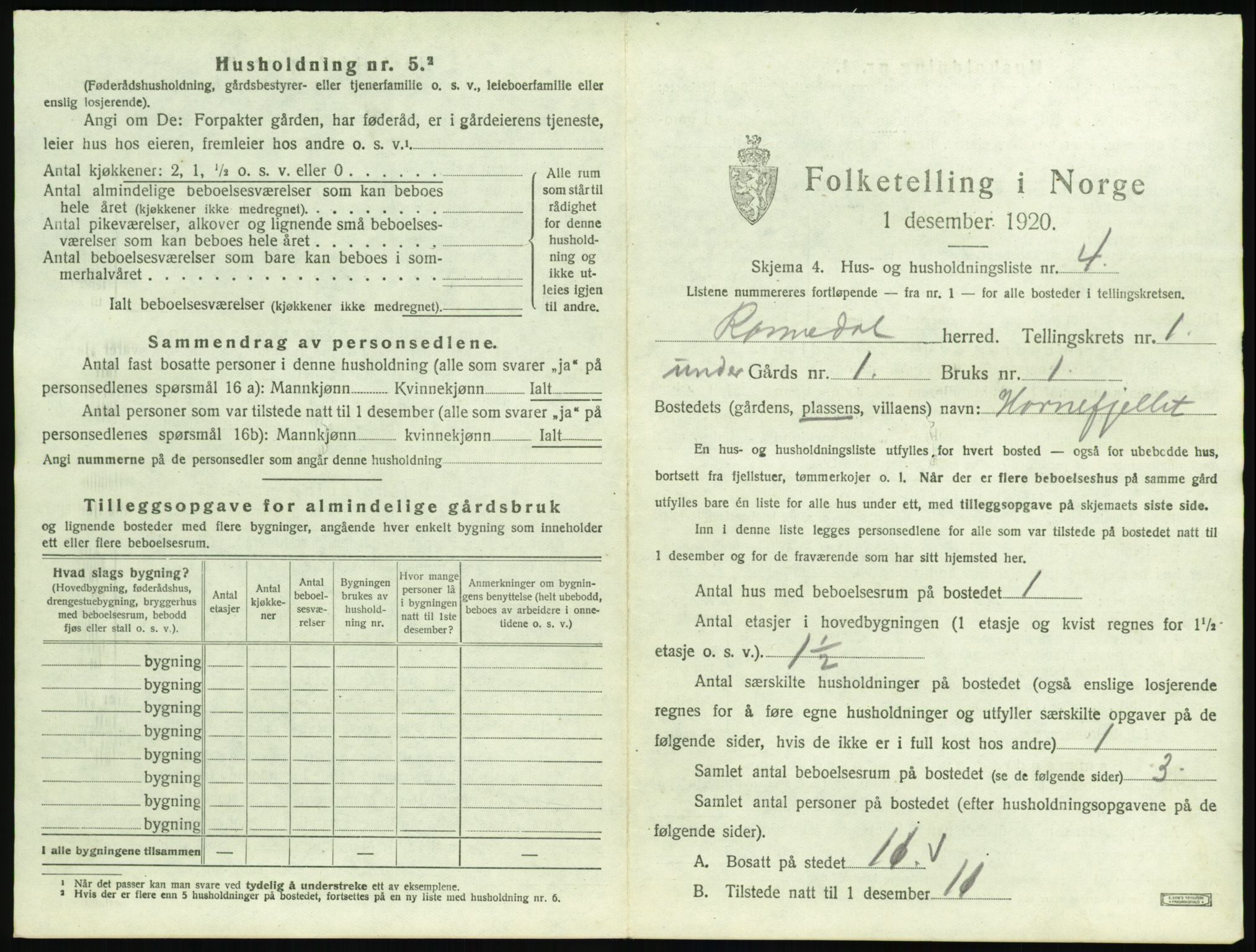 SAH, 1920 census for Romedal, 1920, p. 65