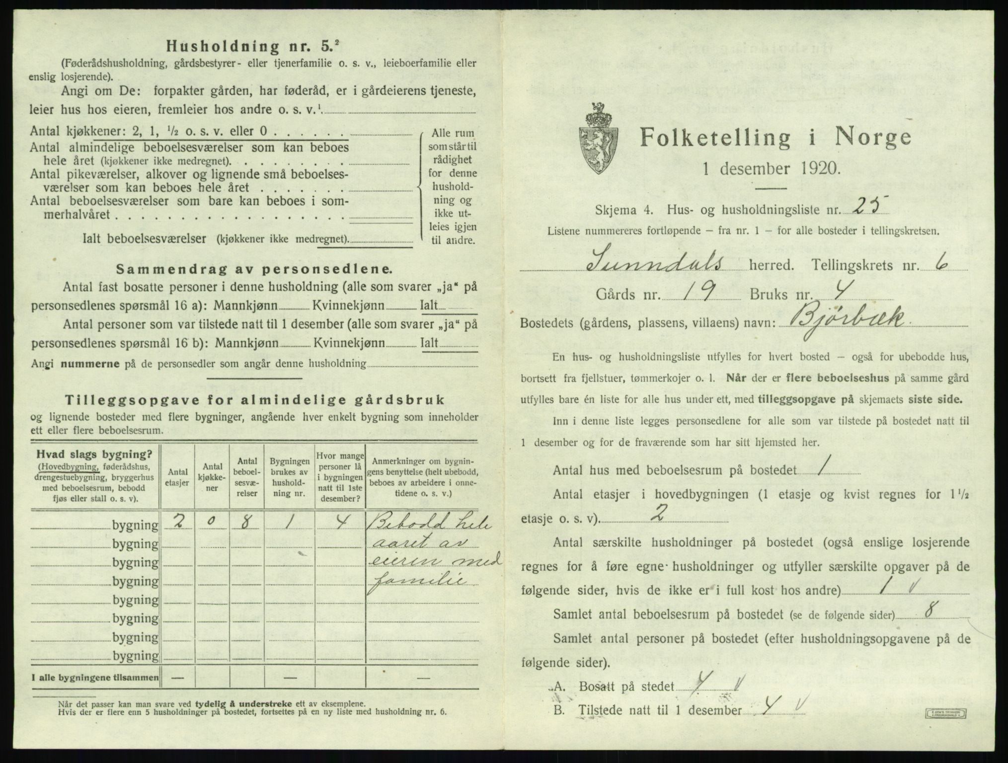 SAT, 1920 census for Sunndal, 1920, p. 634