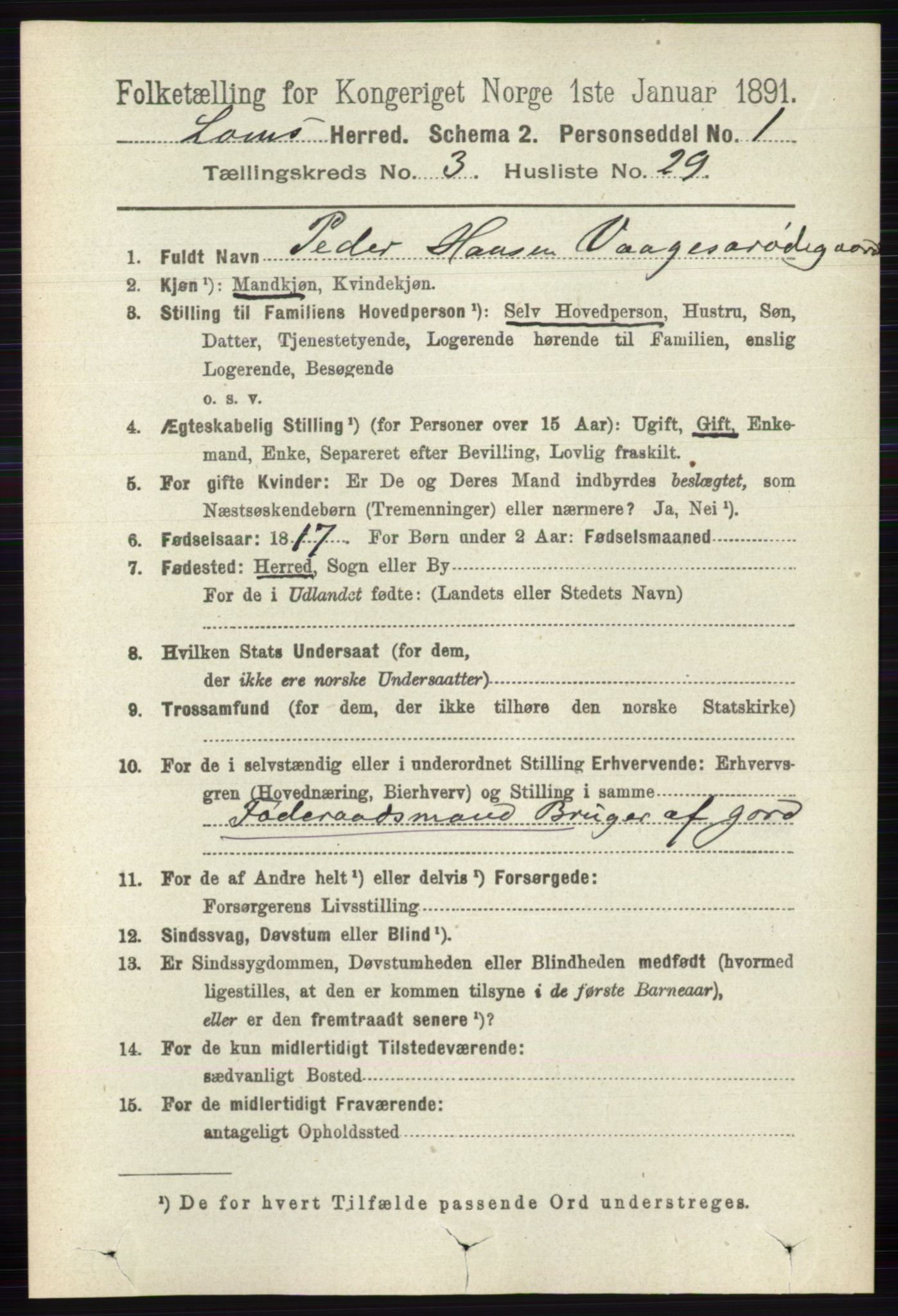 RA, 1891 census for 0514 Lom, 1891, p. 1429