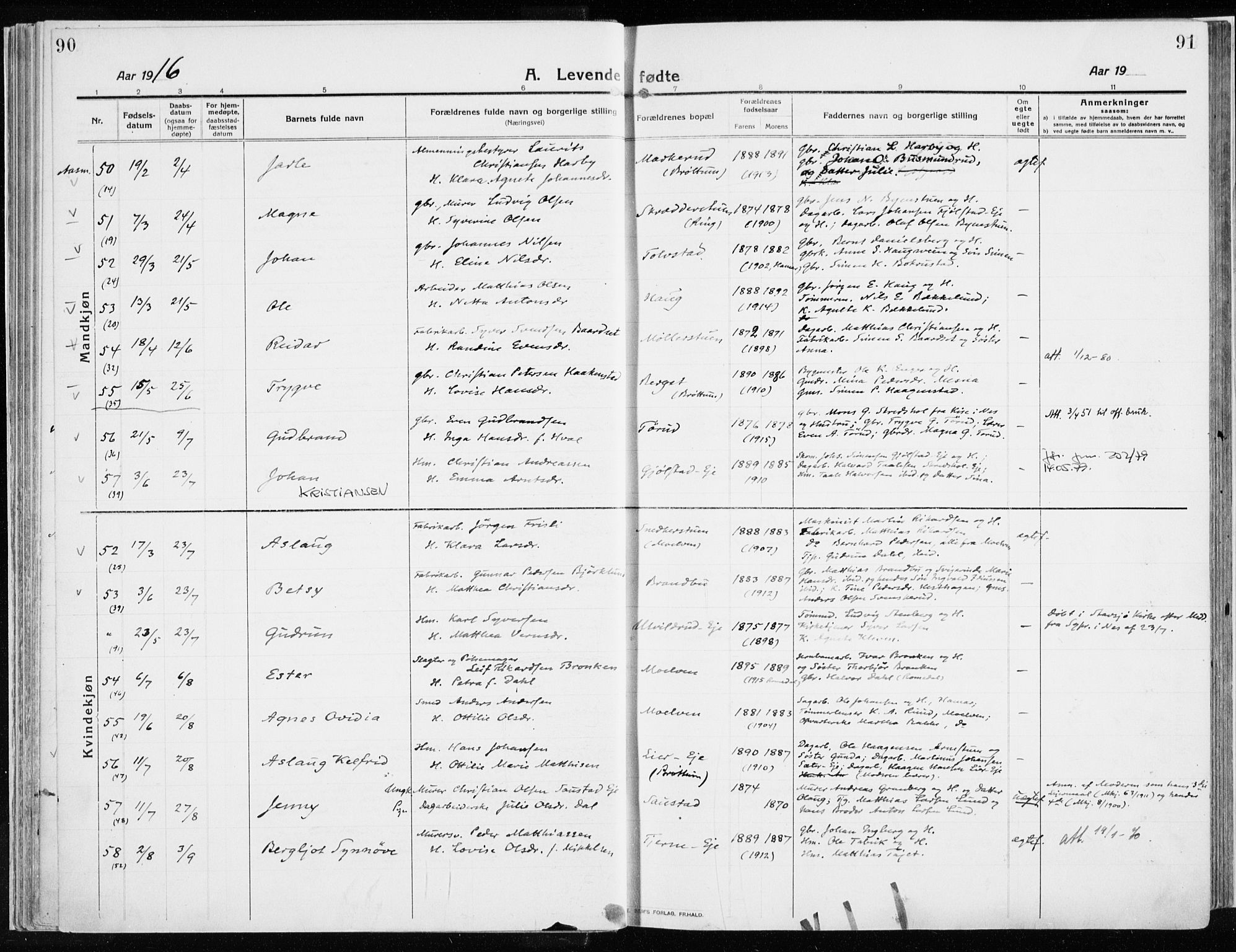 Ringsaker prestekontor, AV/SAH-PREST-014/K/Ka/L0020: Parish register (official) no. 20, 1913-1922, p. 90-91