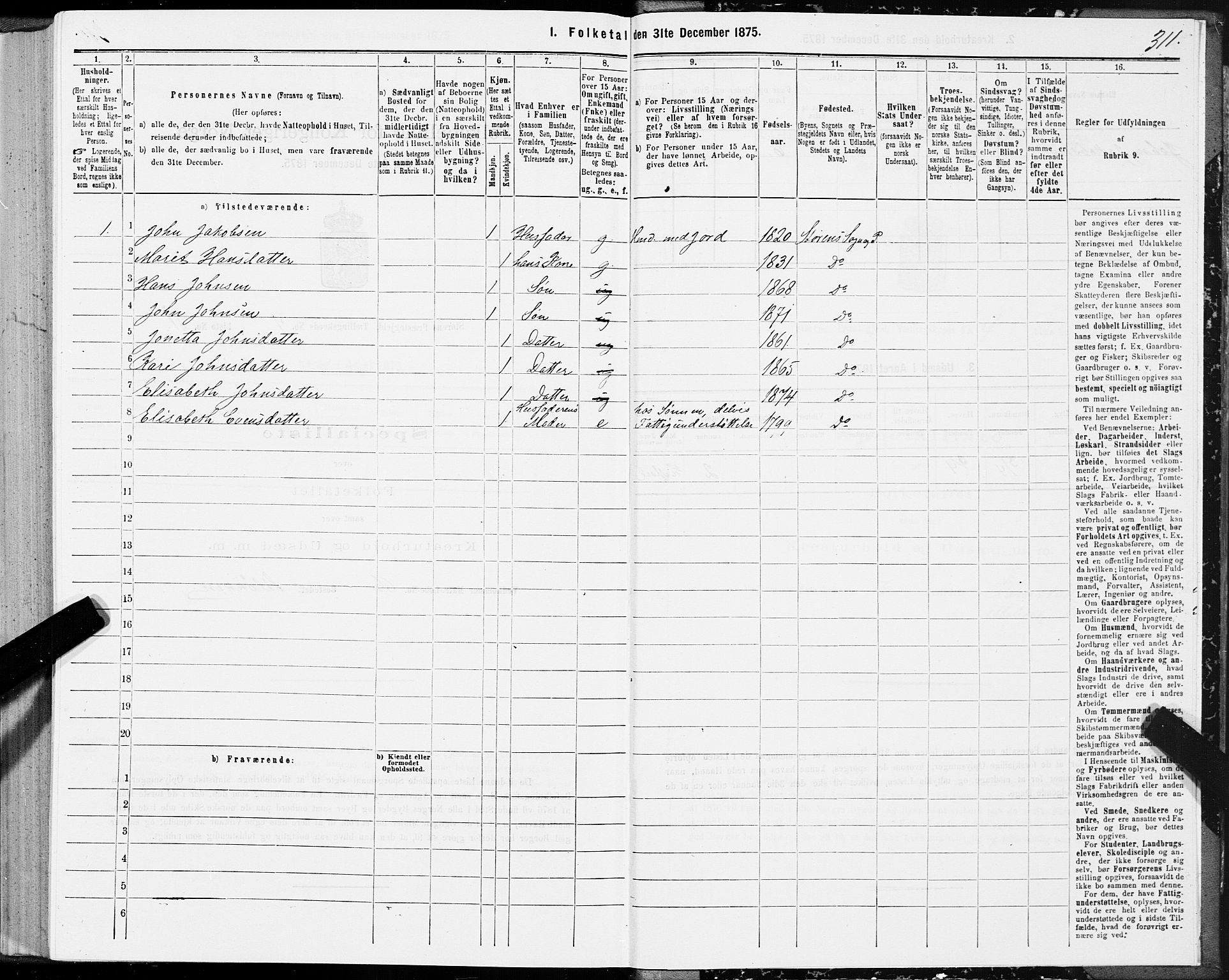 SAT, 1875 census for 1648P Støren, 1875, p. 2311