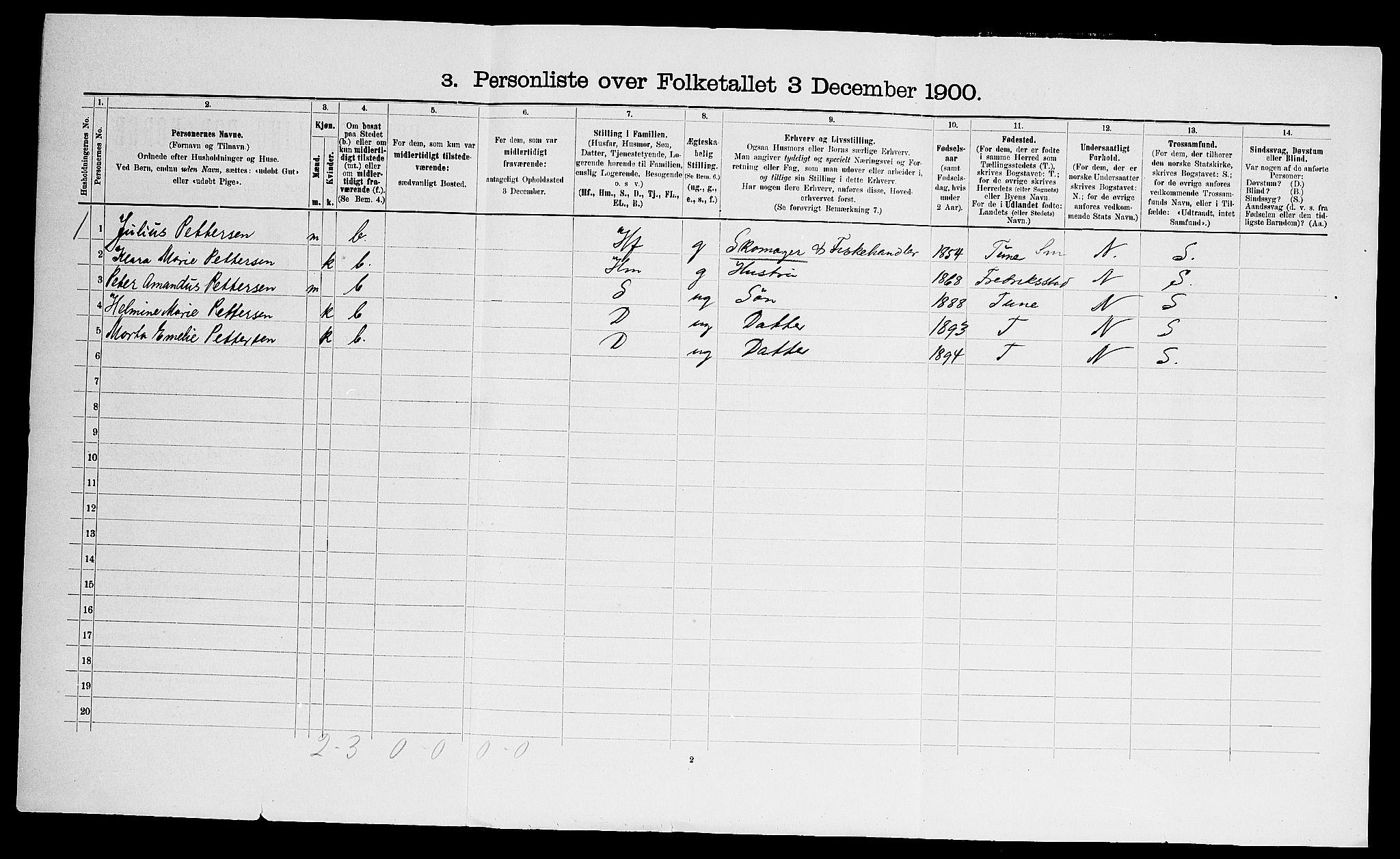 SAO, 1900 census for Glemmen, 1900, p. 82