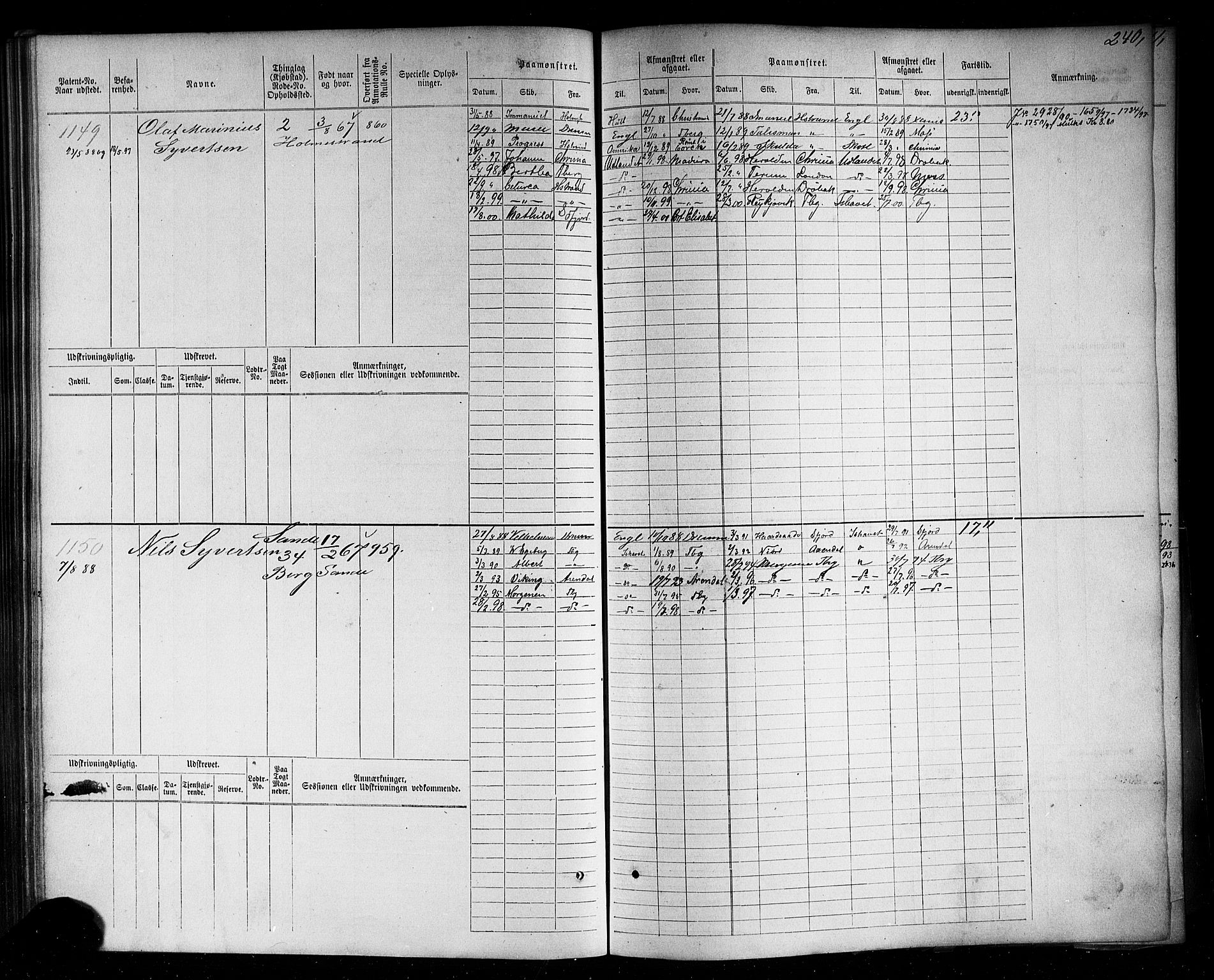 Holmestrand innrulleringskontor, AV/SAKO-A-1151/F/Fc/L0004: Hovedrulle, 1872-1913, p. 279