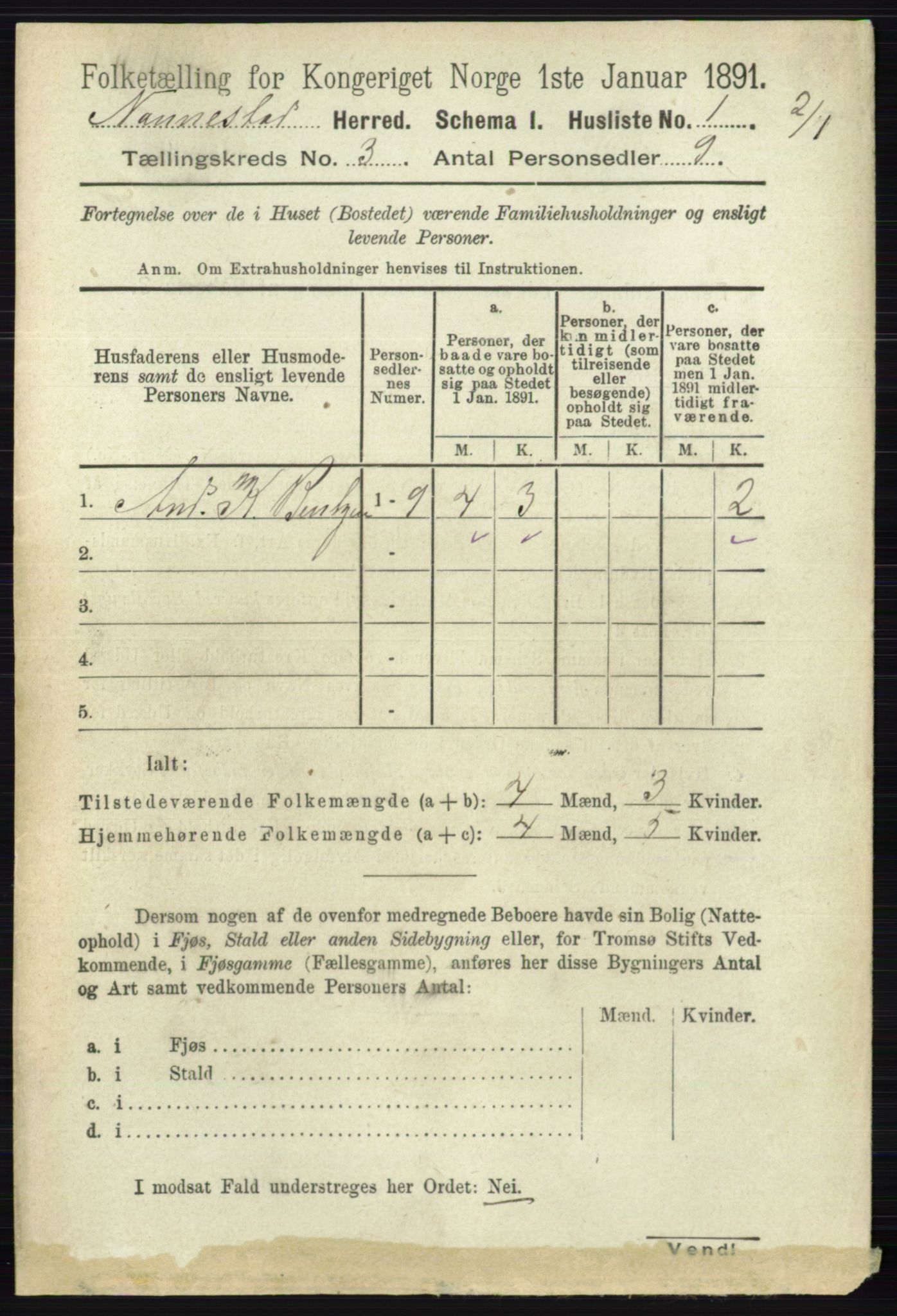 RA, 1891 census for 0238 Nannestad, 1891, p. 1375