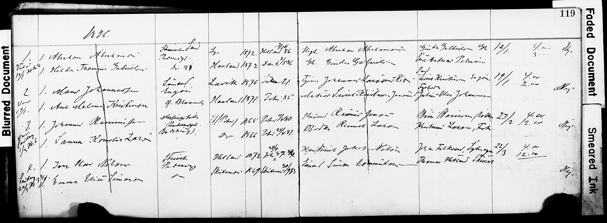 St. Johannes sokneprestkontor, SAST/A-101814/001/70/705BA/L0001: Banns register no. 1, 1885-1899, p. 119
