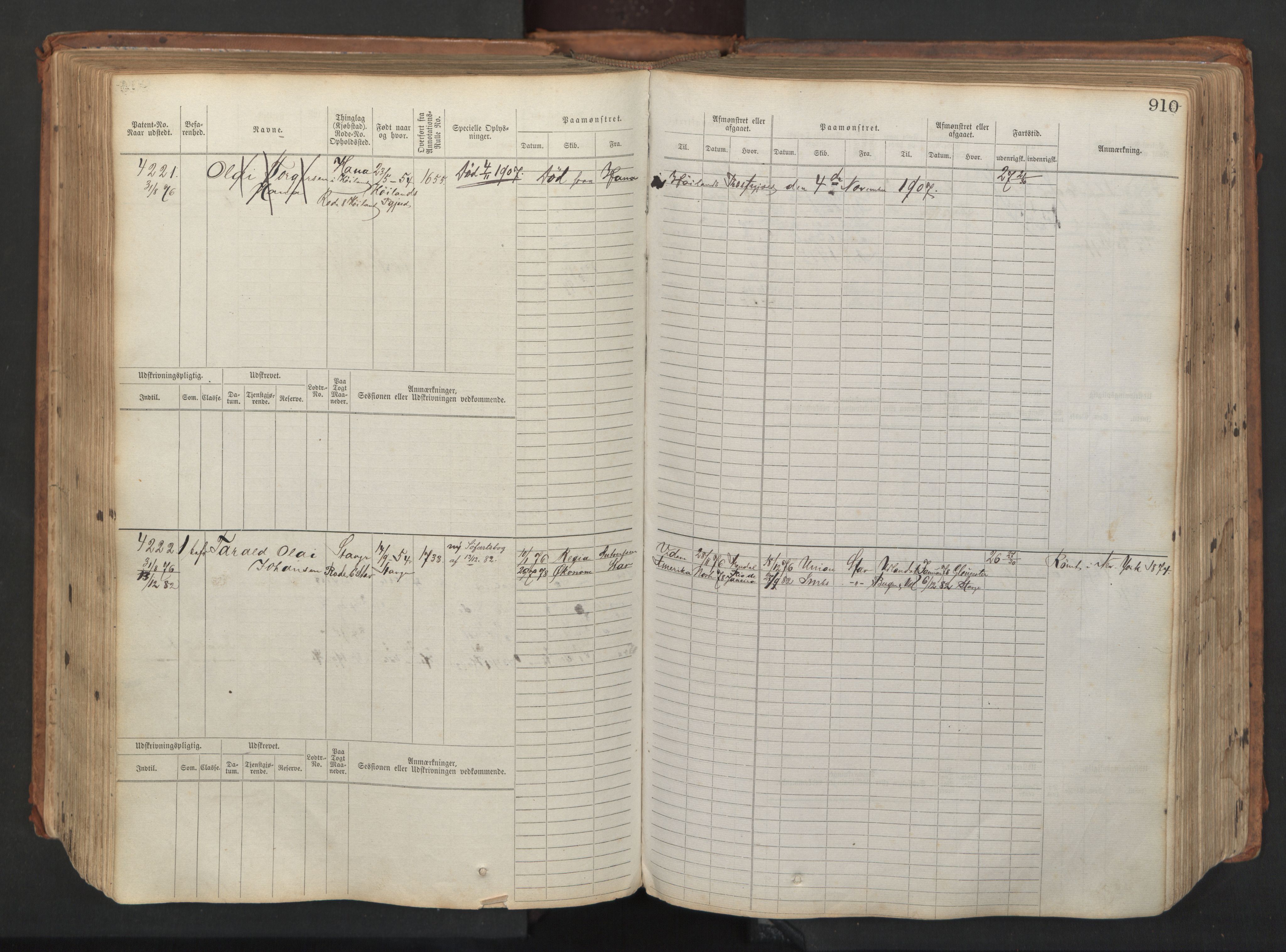 Stavanger sjømannskontor, AV/SAST-A-102006/F/Fb/Fbb/L0008: Sjøfartshovedrulle, patentnr. 3605-4804, 1873, p. 357