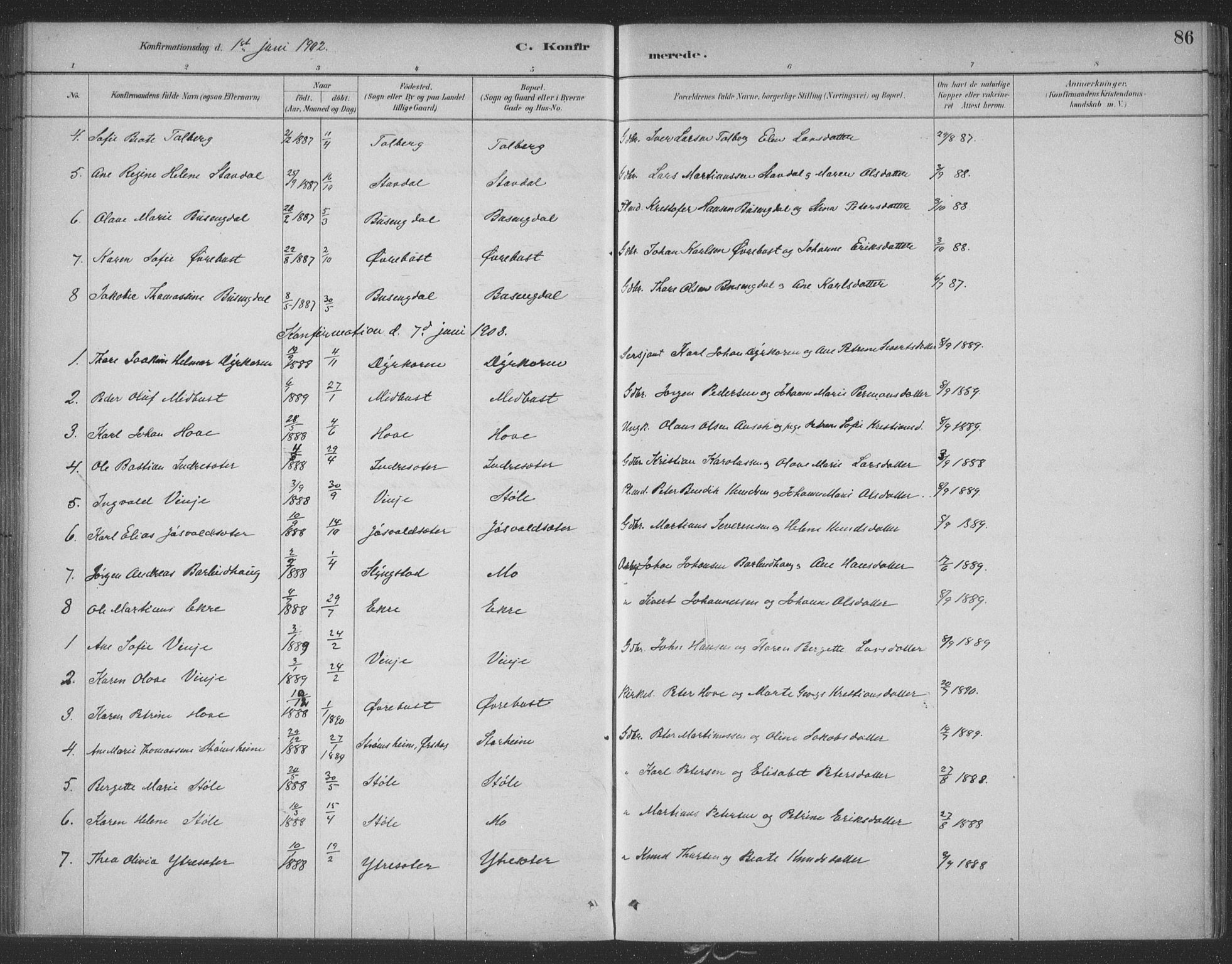 Ministerialprotokoller, klokkerbøker og fødselsregistre - Møre og Romsdal, SAT/A-1454/521/L0299: Parish register (official) no. 521A01, 1882-1907, p. 86