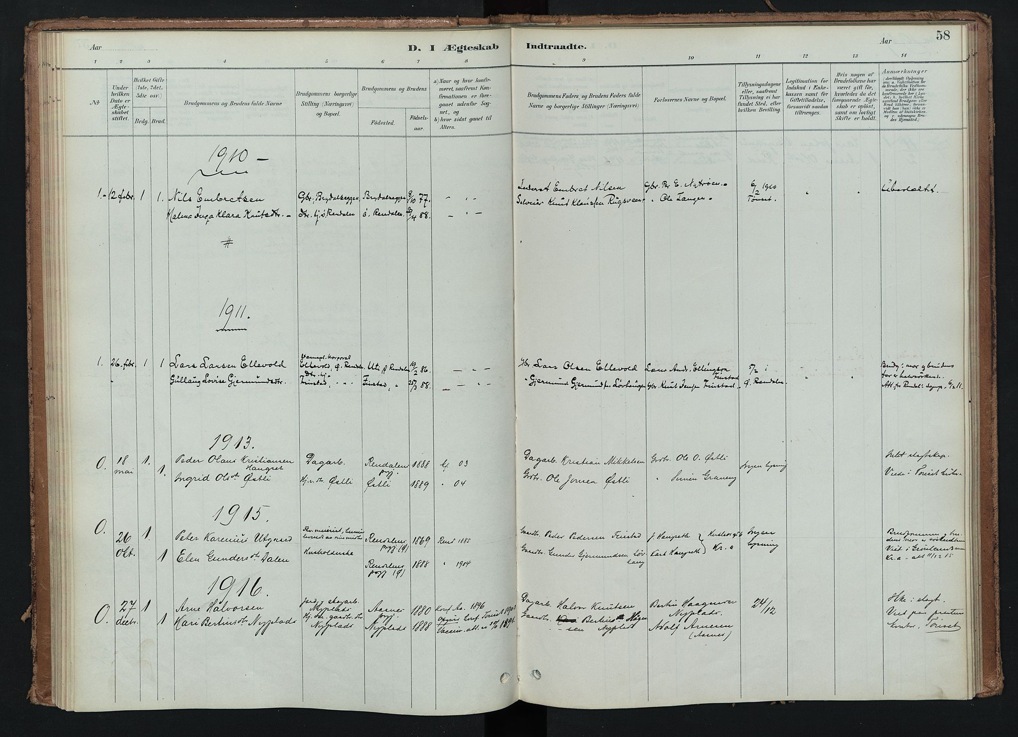 Tynset prestekontor, SAH/PREST-058/H/Ha/Haa/L0024: Parish register (official) no. 24, 1885-1916, p. 58