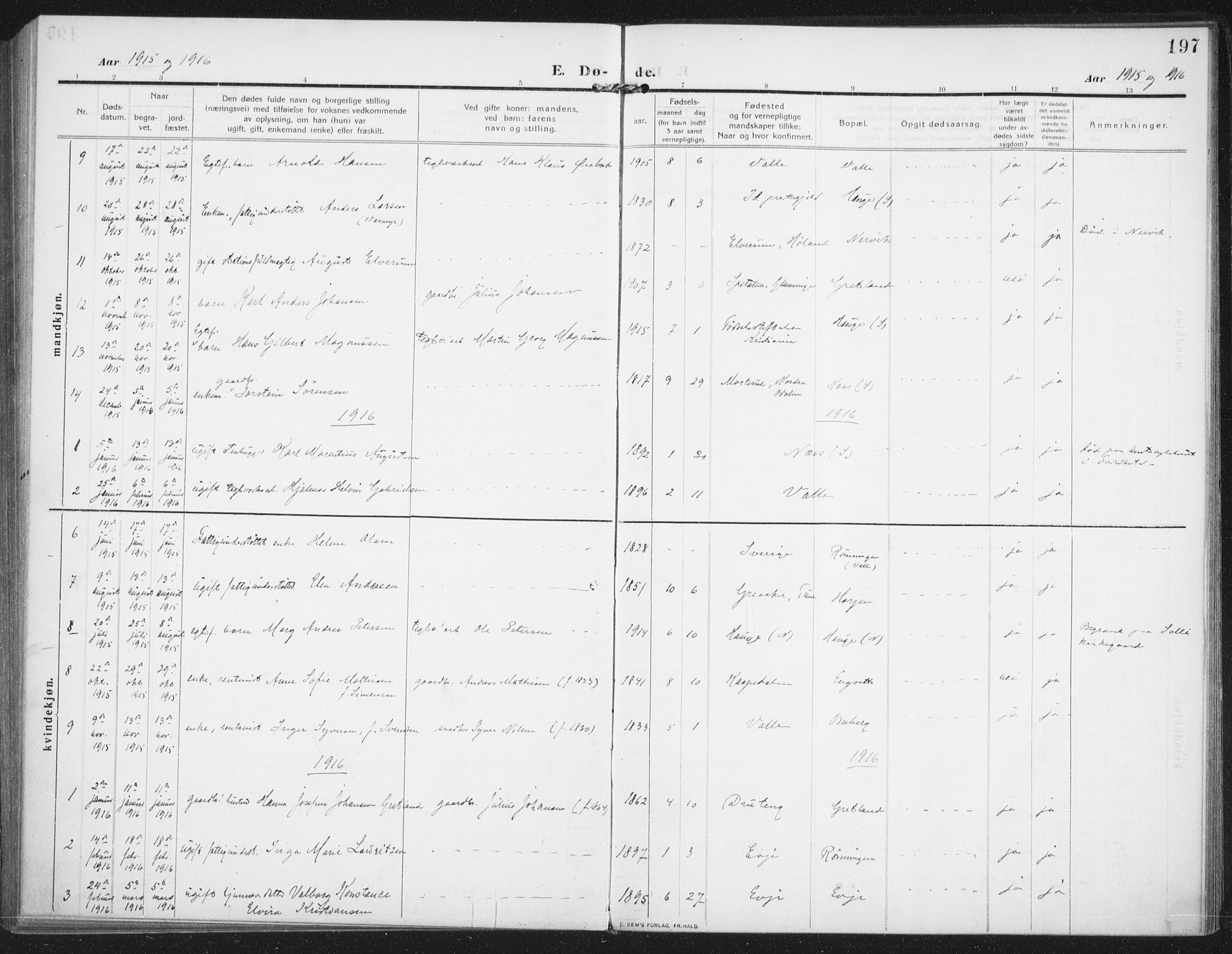 Rolvsøy prestekontor Kirkebøker, SAO/A-2004/F/Fa/L0002: Parish register (official) no. 2, 1909-1917, p. 197