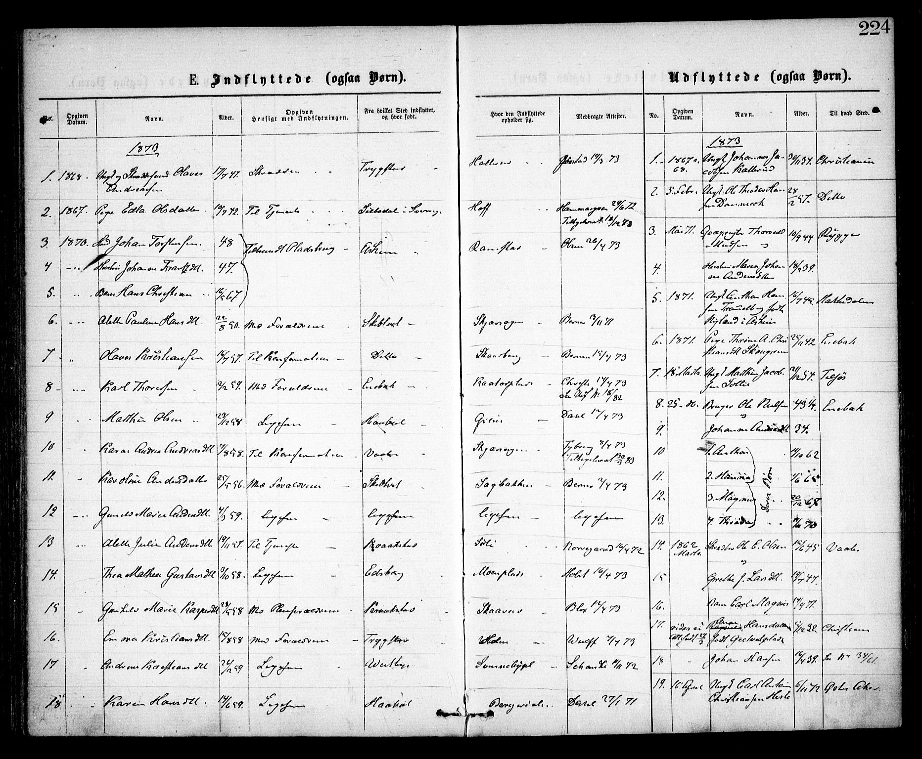 Spydeberg prestekontor Kirkebøker, SAO/A-10924/F/Fa/L0006: Parish register (official) no. I 6, 1863-1874, p. 224
