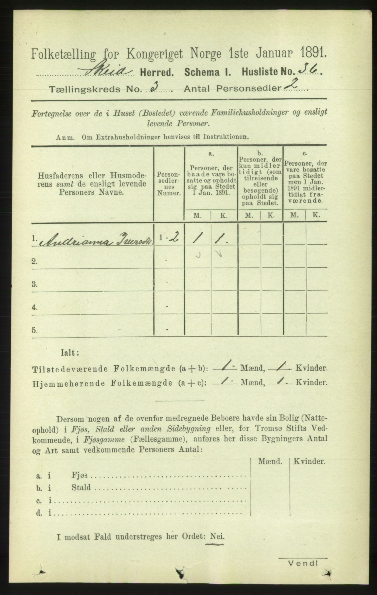 RA, 1891 census for 1732 Skei, 1891, p. 1086