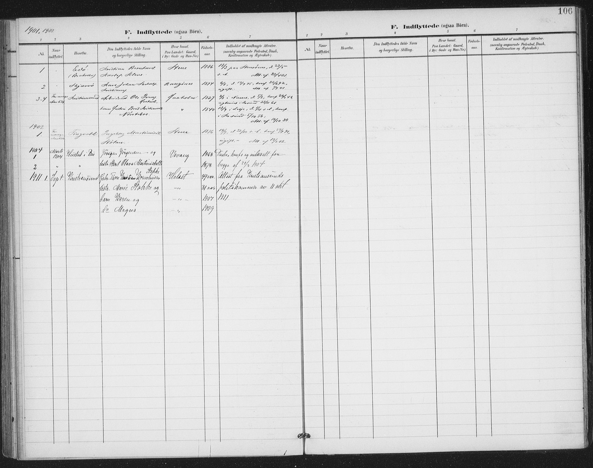 Ministerialprotokoller, klokkerbøker og fødselsregistre - Møre og Romsdal, SAT/A-1454/570/L0833: Parish register (official) no. 570A07, 1901-1914, p. 106