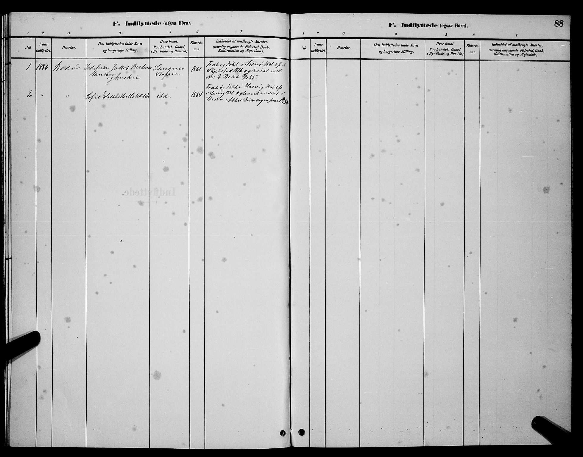 Ministerialprotokoller, klokkerbøker og fødselsregistre - Nordland, AV/SAT-A-1459/894/L1360: Parish register (copy) no. 894C03, 1885-1888, p. 88