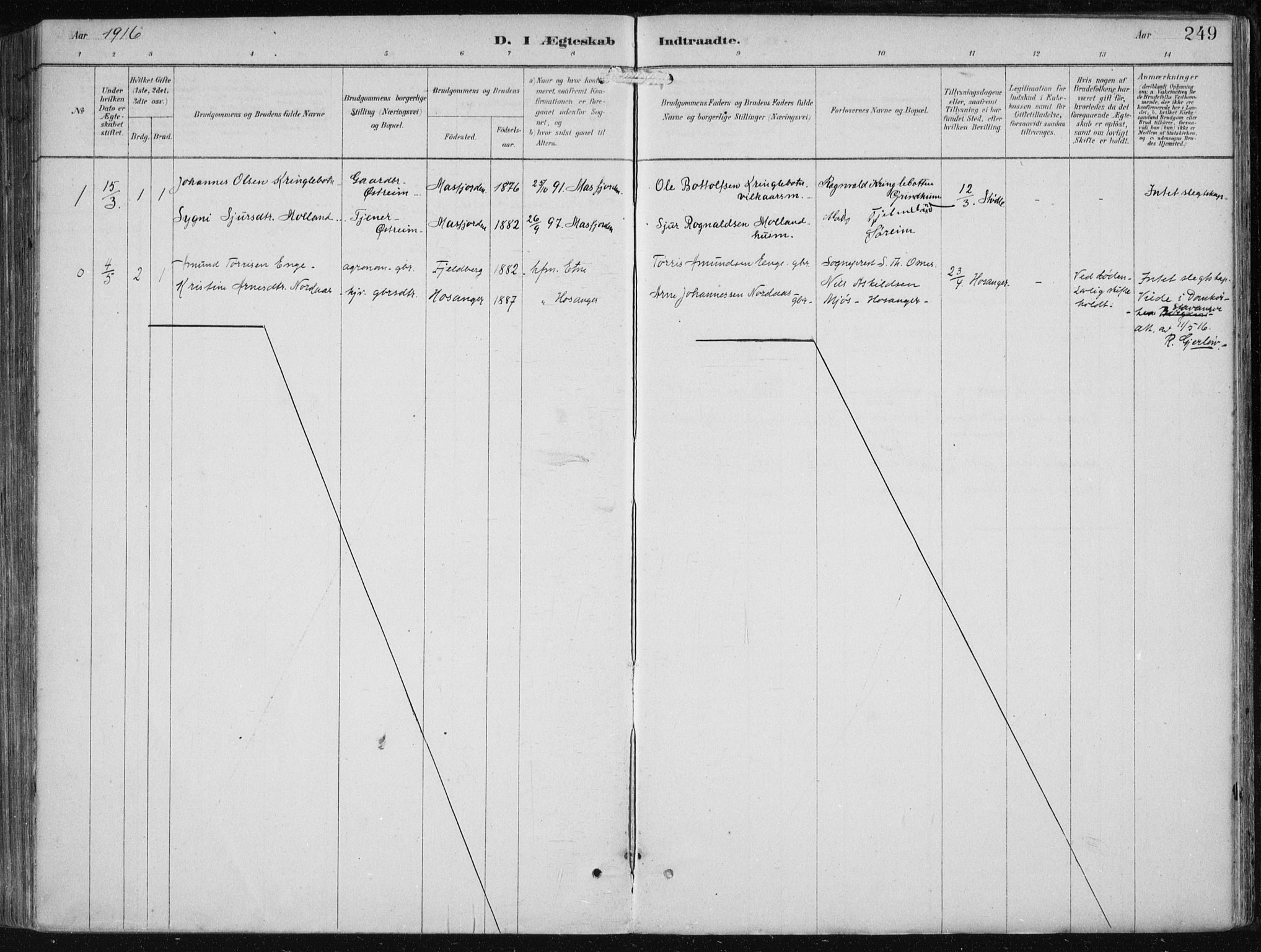 Etne sokneprestembete, SAB/A-75001/H/Haa: Parish register (official) no. B  1, 1879-1919, p. 249