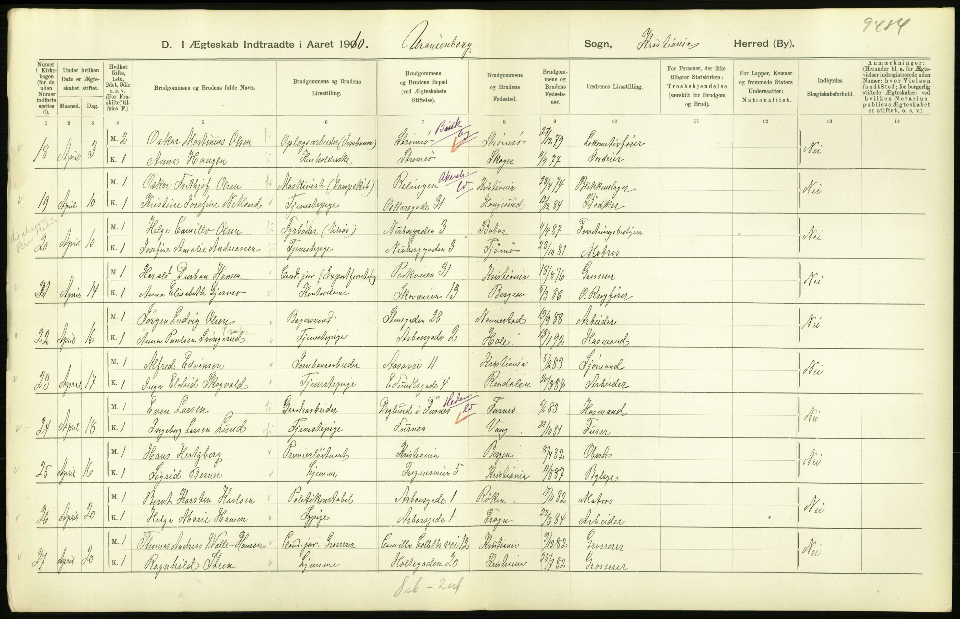 Statistisk sentralbyrå, Sosiodemografiske emner, Befolkning, AV/RA-S-2228/D/Df/Dfa/Dfah/L0009: Kristiania: Gifte og dødfødte., 1910, p. 680