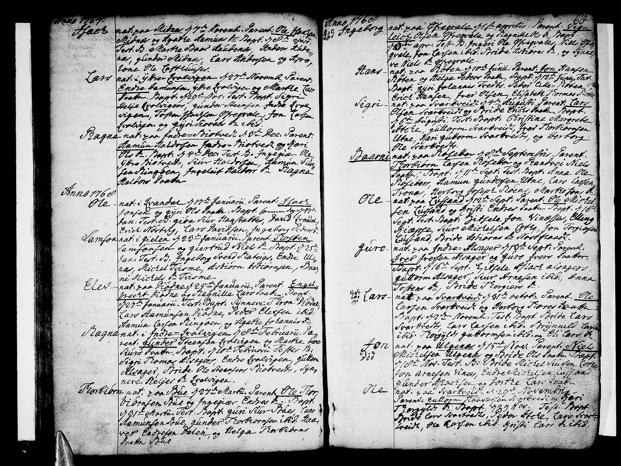 Ullensvang sokneprestembete, SAB/A-78701/H/Haa: Parish register (official) no. A 6 /2, 1758-1788, p. 68