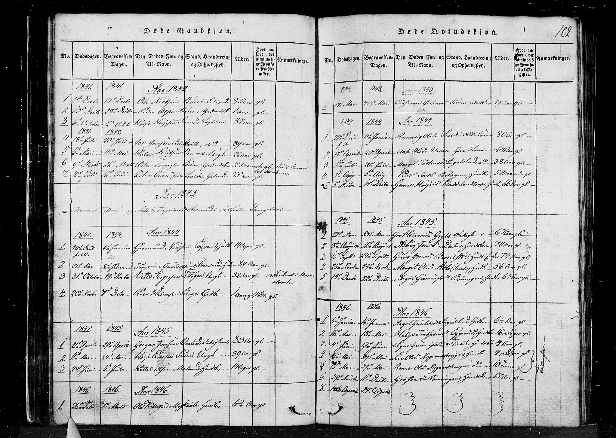 Tinn kirkebøker, SAKO/A-308/G/Gc/L0001: Parish register (copy) no. III 1, 1815-1879, p. 102