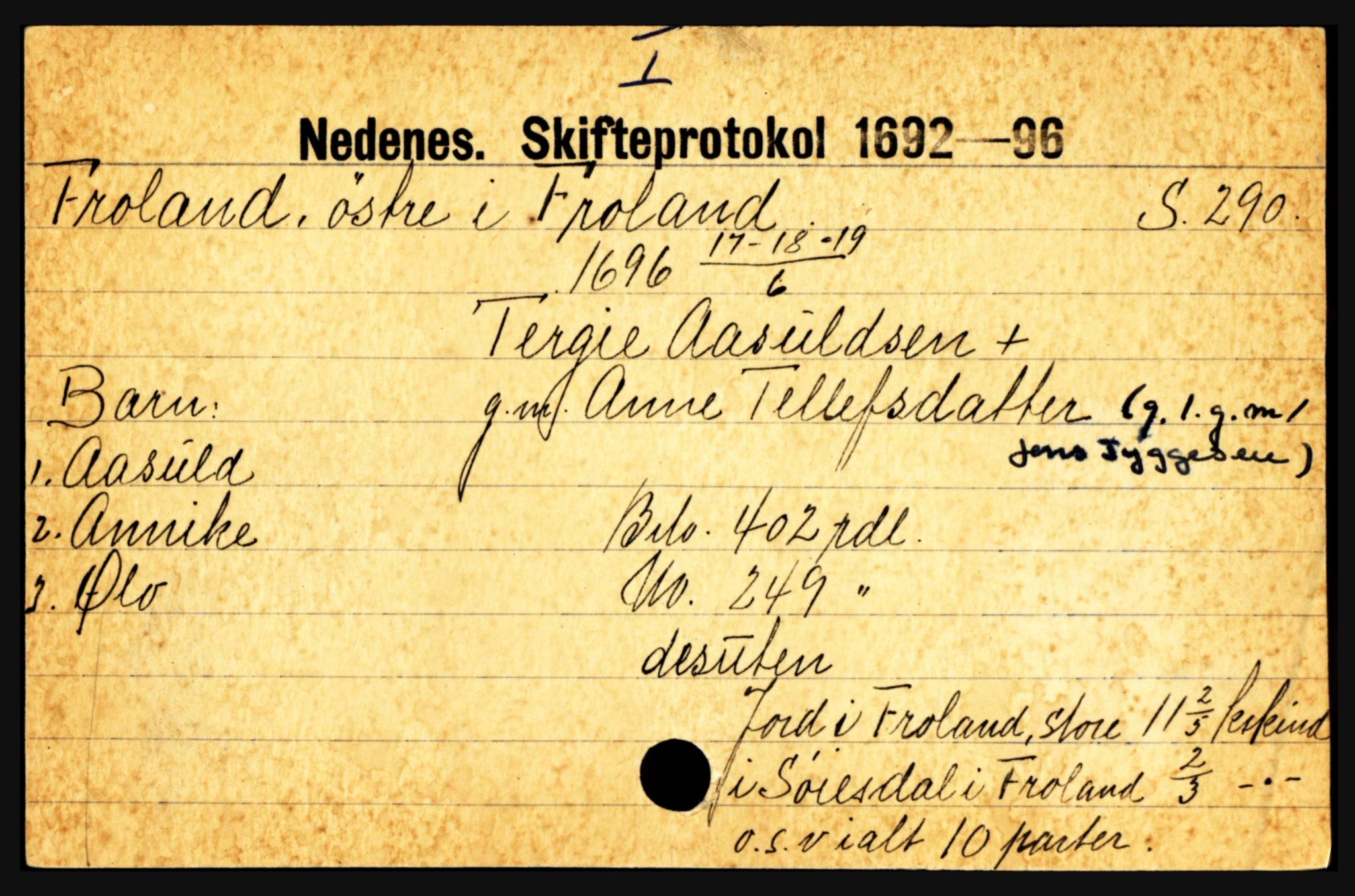 Nedenes sorenskriveri før 1824, AV/SAK-1221-0007/H, p. 7785