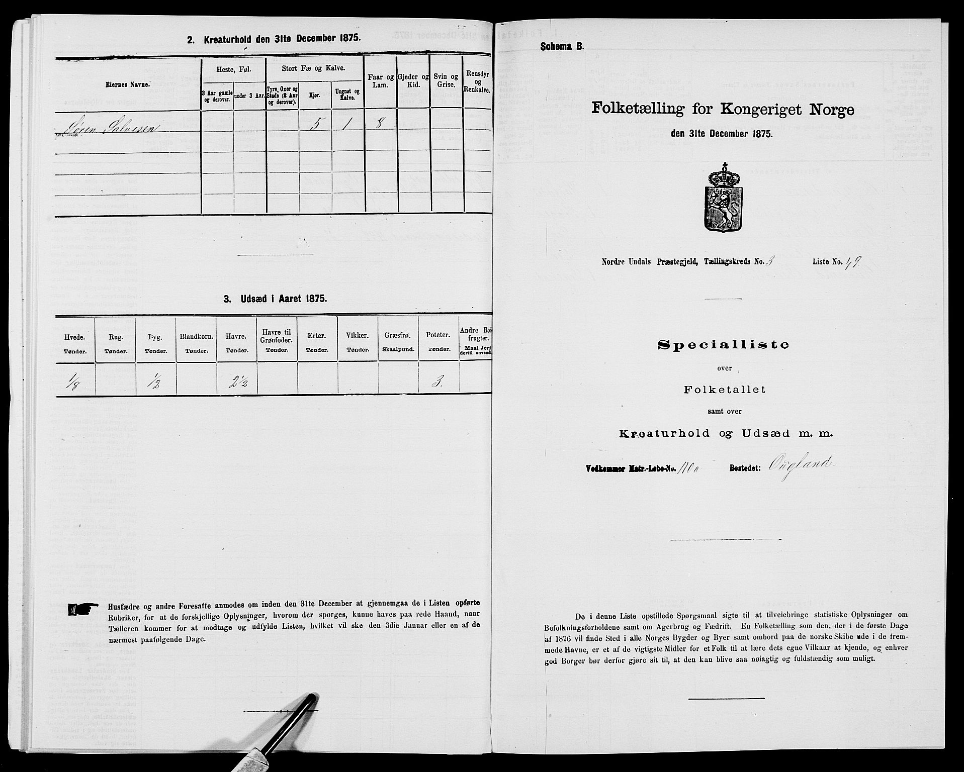 SAK, 1875 census for 1028P Nord-Audnedal, 1875, p. 347