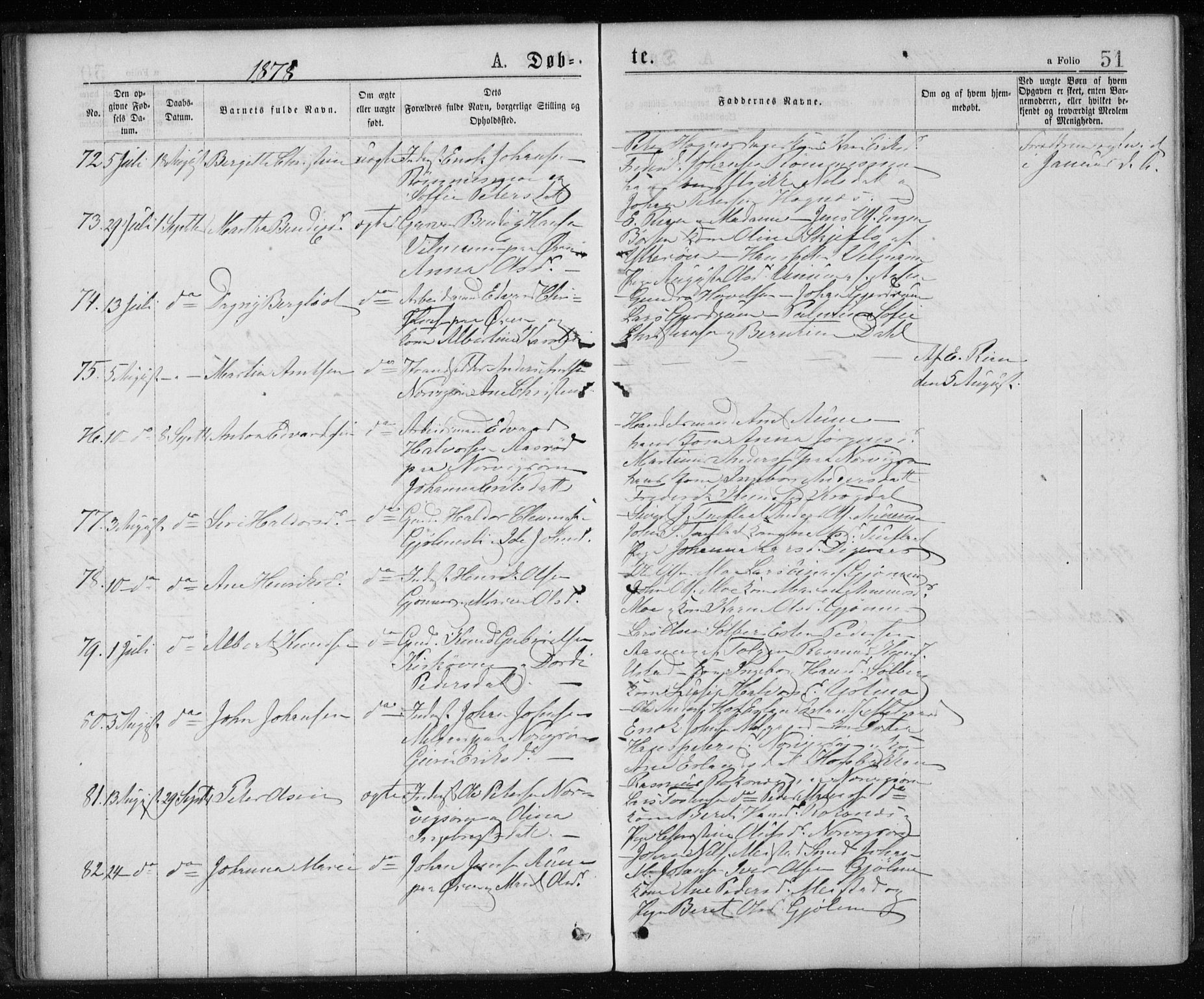 Ministerialprotokoller, klokkerbøker og fødselsregistre - Sør-Trøndelag, AV/SAT-A-1456/668/L0817: Parish register (copy) no. 668C06, 1873-1884, p. 51