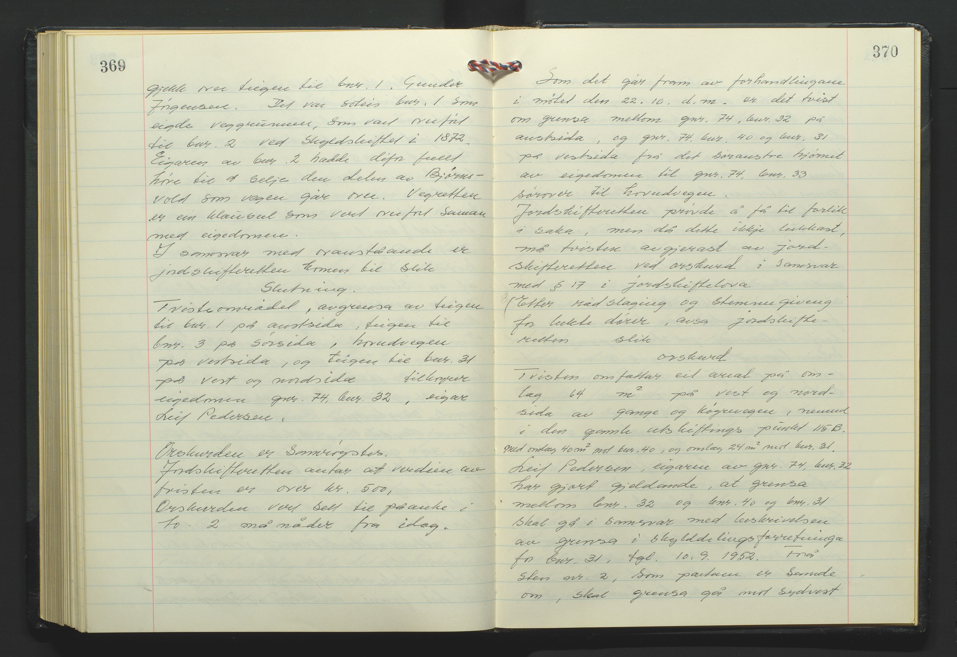 Marnar jordskifterett, AV/SAK-1541-0006/F/Fa/L0004: Jordskifterettsbok Kristiansand domssokn (Kr4), 1969-1974, p. 369-370