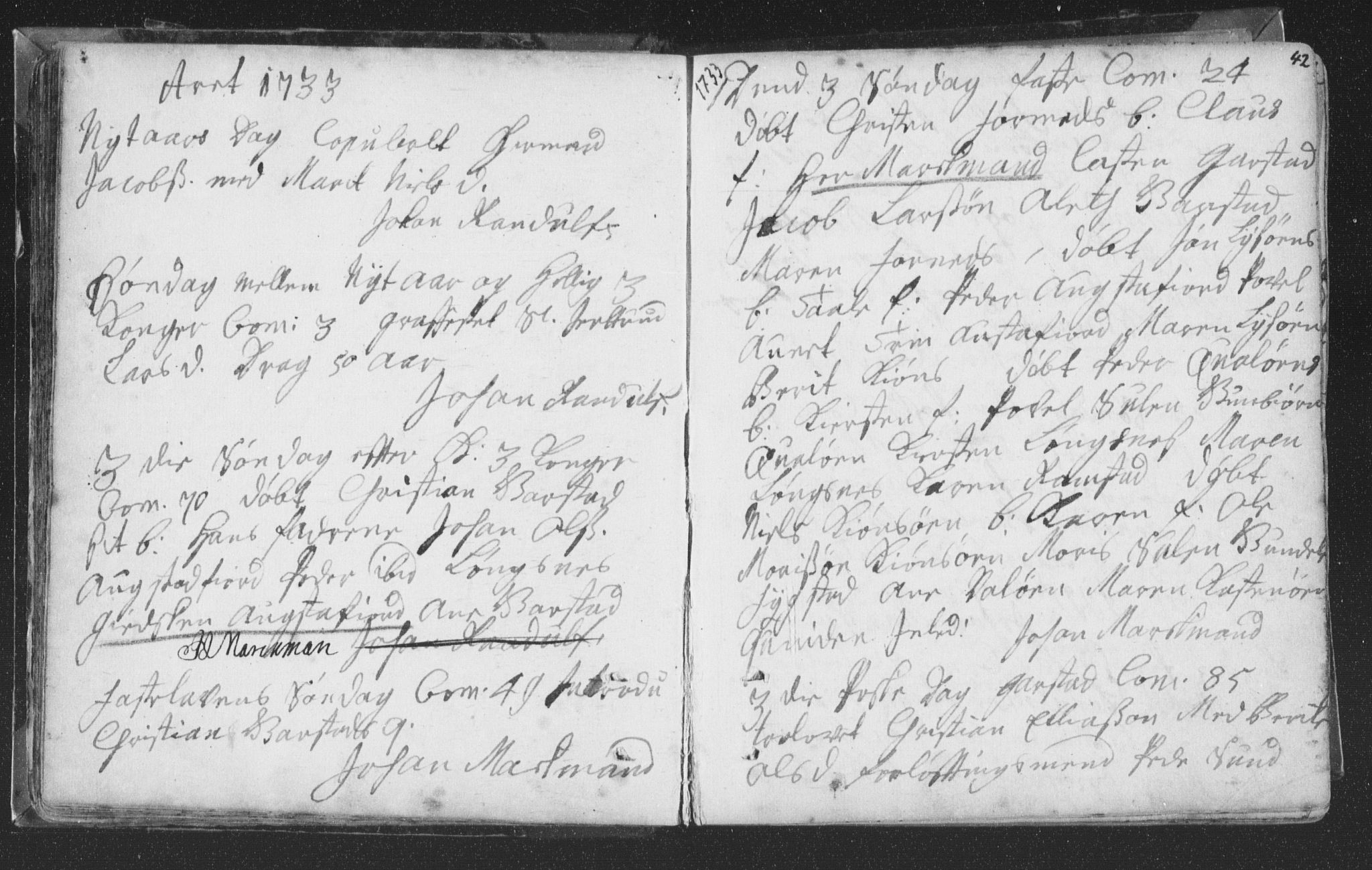 Ministerialprotokoller, klokkerbøker og fødselsregistre - Nord-Trøndelag, SAT/A-1458/786/L0685: Parish register (official) no. 786A01, 1710-1798, p. 42